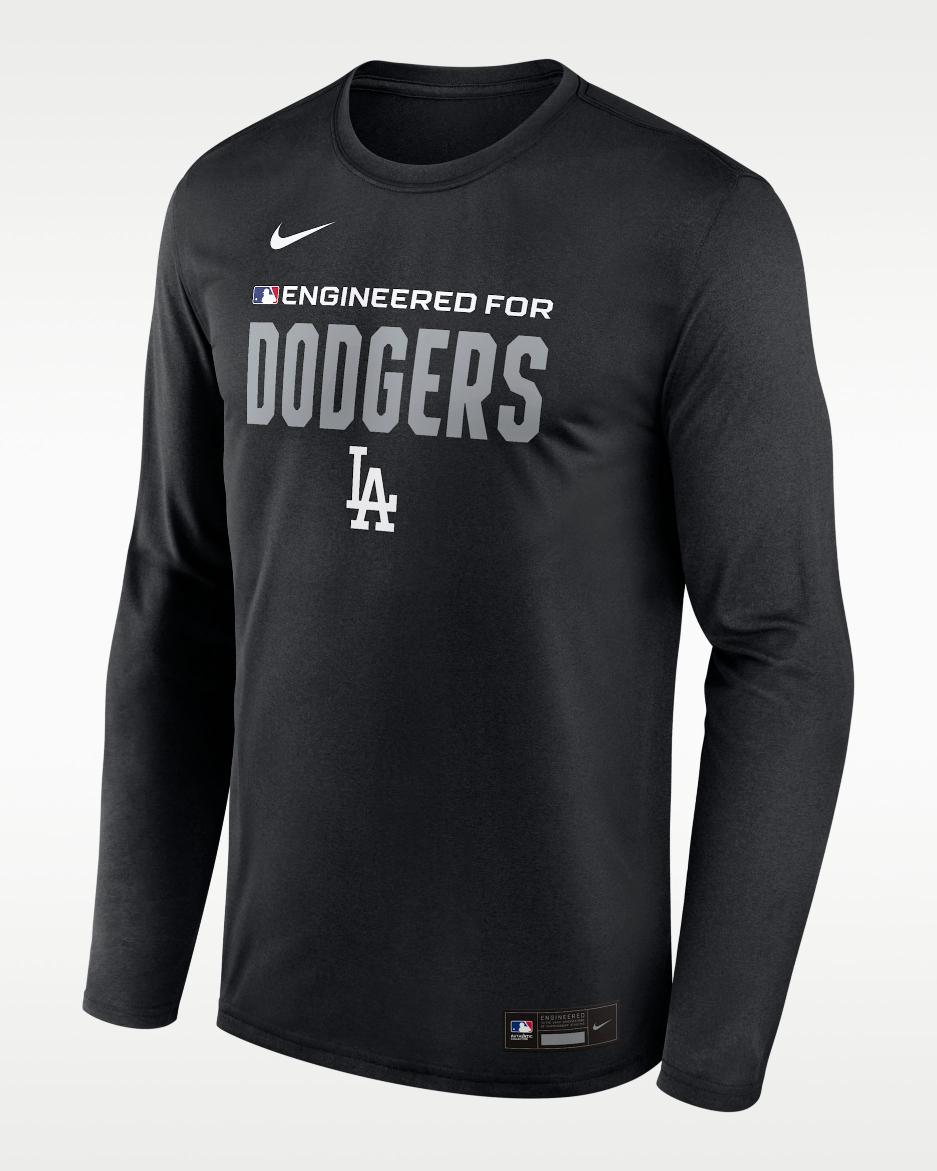 Playera de manga larga Nike Dri-FIT de la MLB para hombre Los Angeles Dodgers Authentic Collection Team Issue - Negro