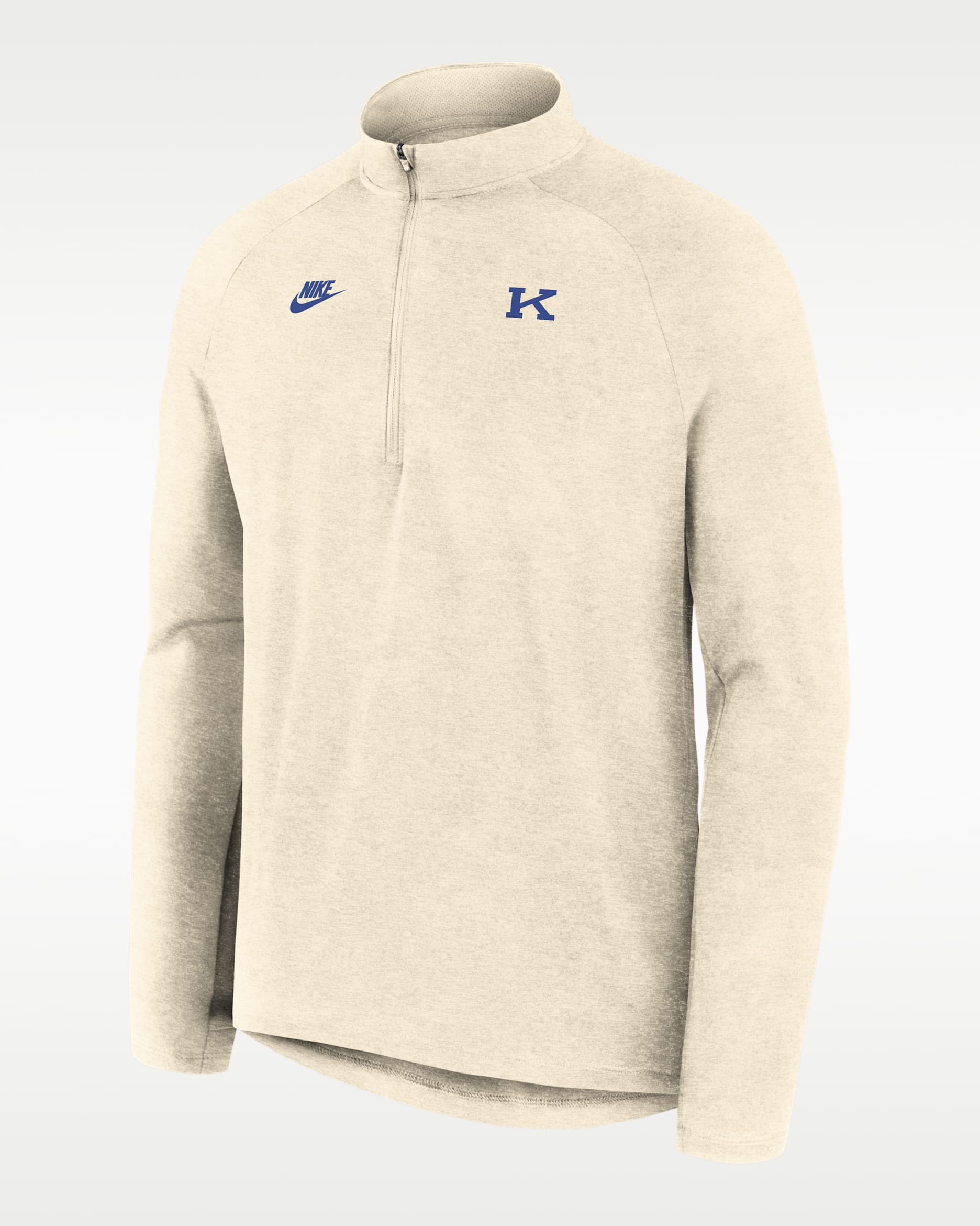 Playera de manga larga universitaria Nike Dri-FIT de medio cierre para hombre Kentucky Legacy Stride - Crema
