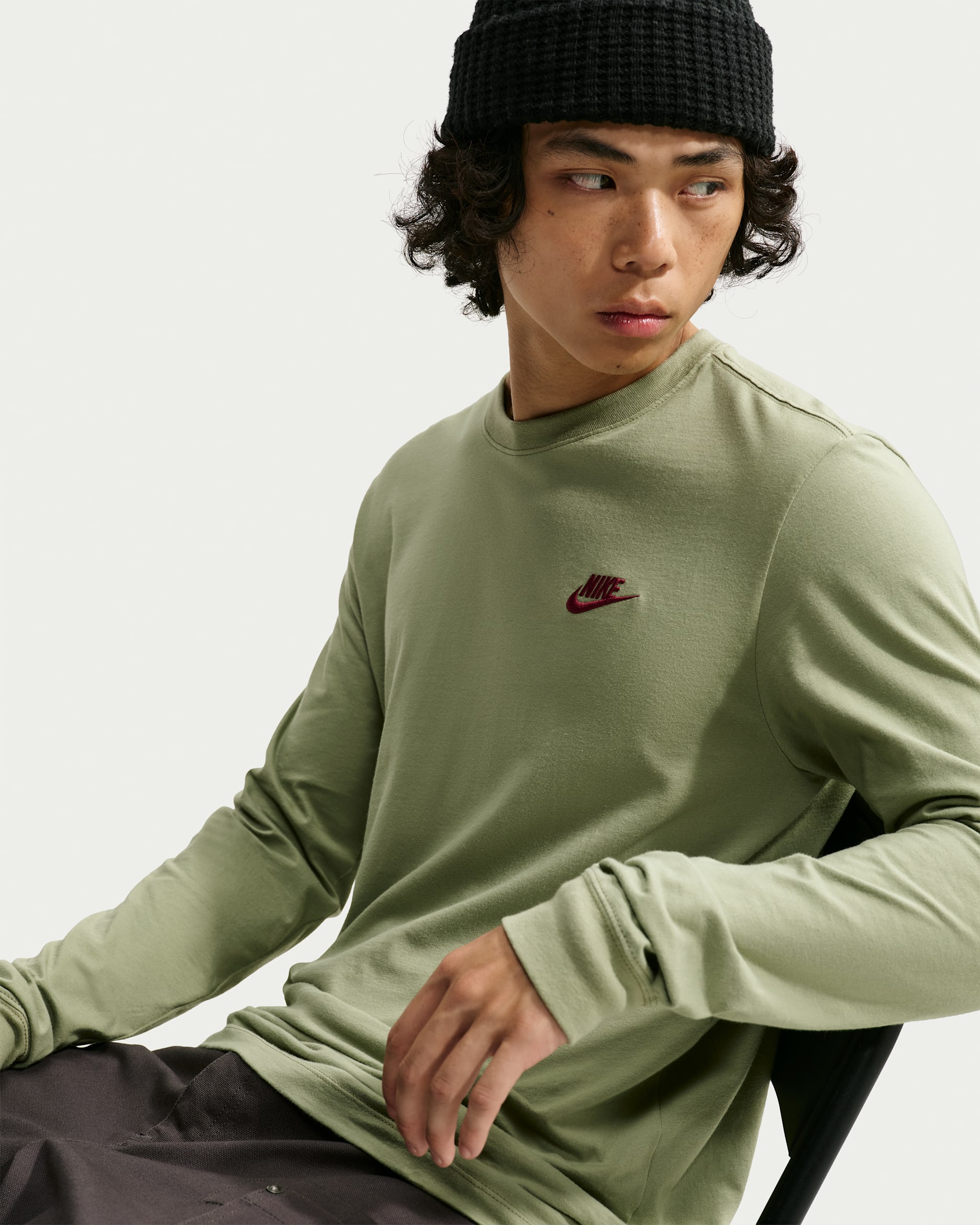 Nike Sportswear Club Men's Long-Sleeve T-Shirt - Dusty Olive