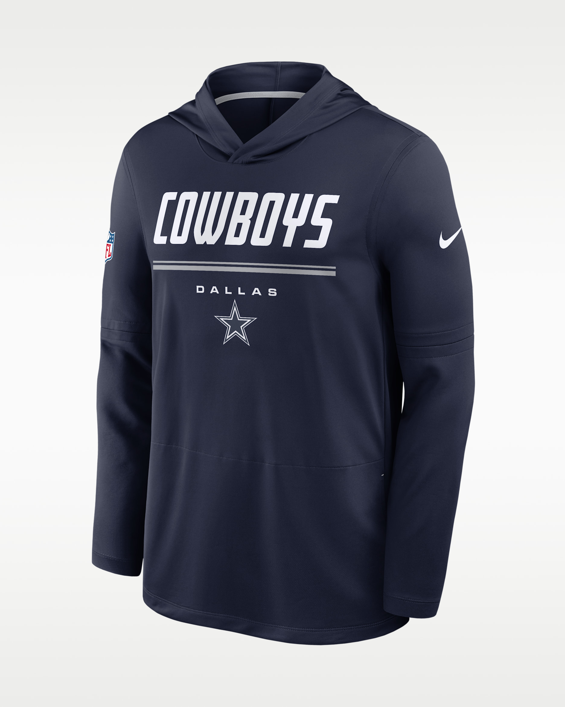 Dallas Cowboys Sideline Men's Nike Dri-FIT NFL Long-Sleeve Hooded Top - Navy