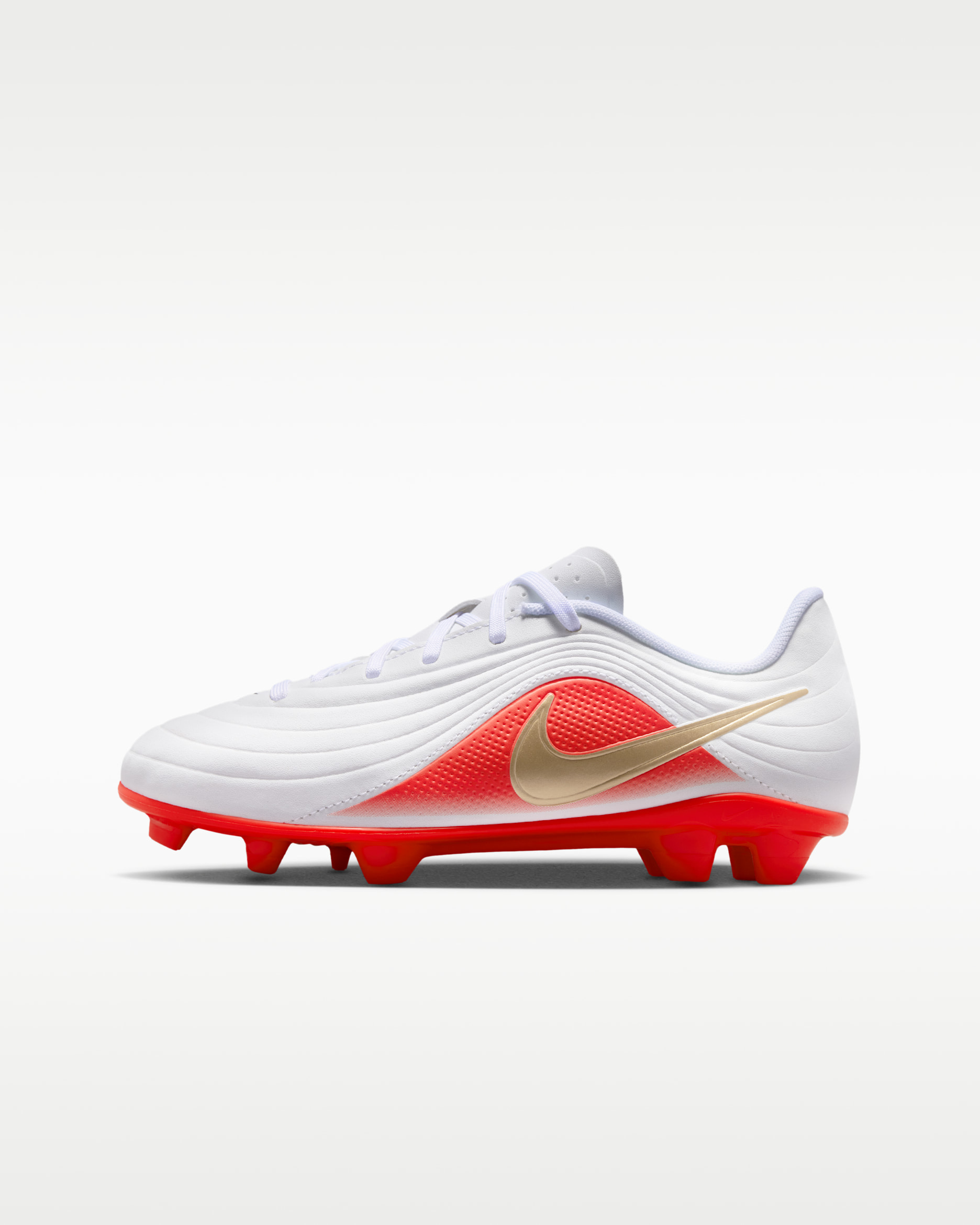 Nike Jr. Tiempo Maestro Club Big Kids' Multi-Ground Low-Top Soccer Cleats - White/Bright Crimson/Blur