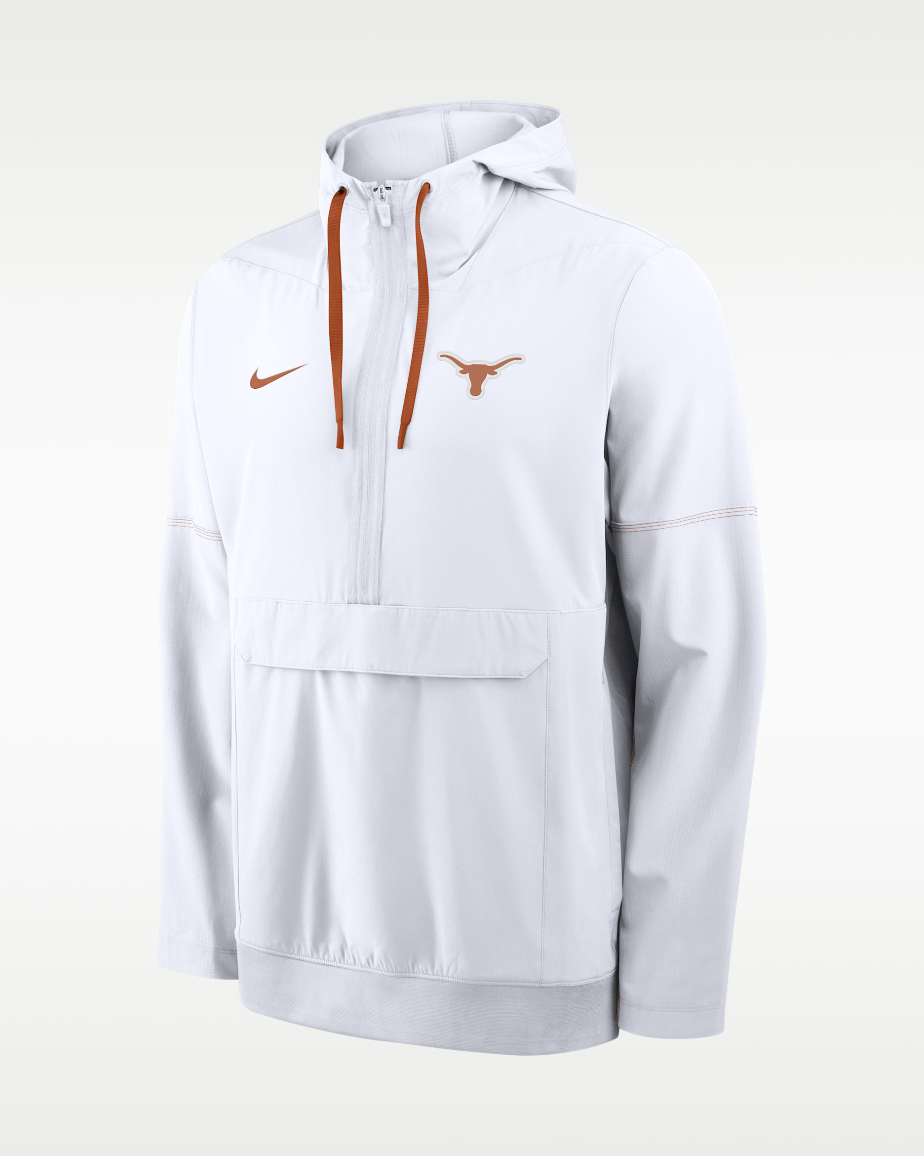 Chamarra universitaria Nike con gorro de medio cierre para hombre Texas Sideline Anorak - Blanco/Naranja desierto