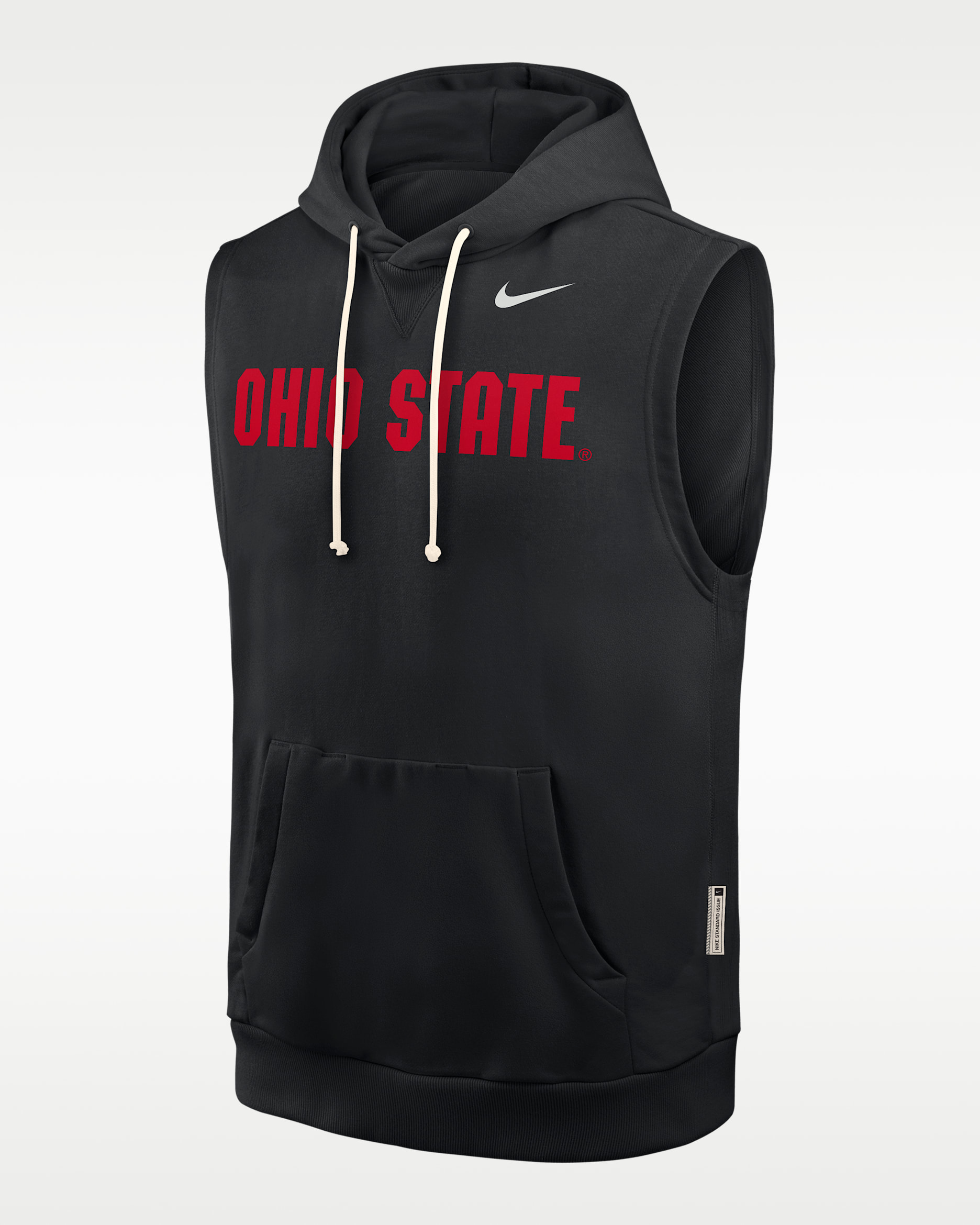 Sudadera con gorro sin cierre sin mangas universitaria Nike Dri-FIT para hombre Ohio State Sideline - Negro