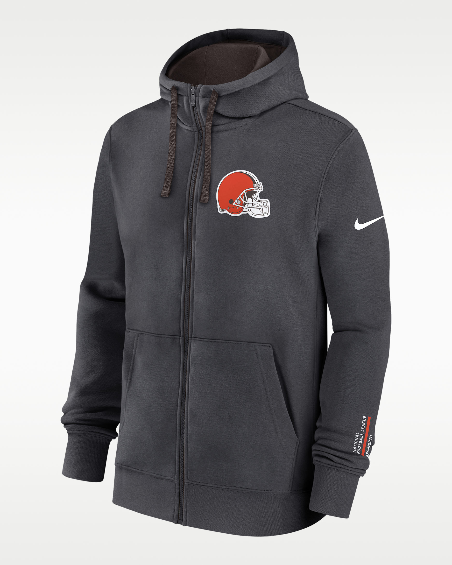 Cleveland Browns Playbook Page Club Men's Nike NFL Full-Zip Hoodie - Anthracite