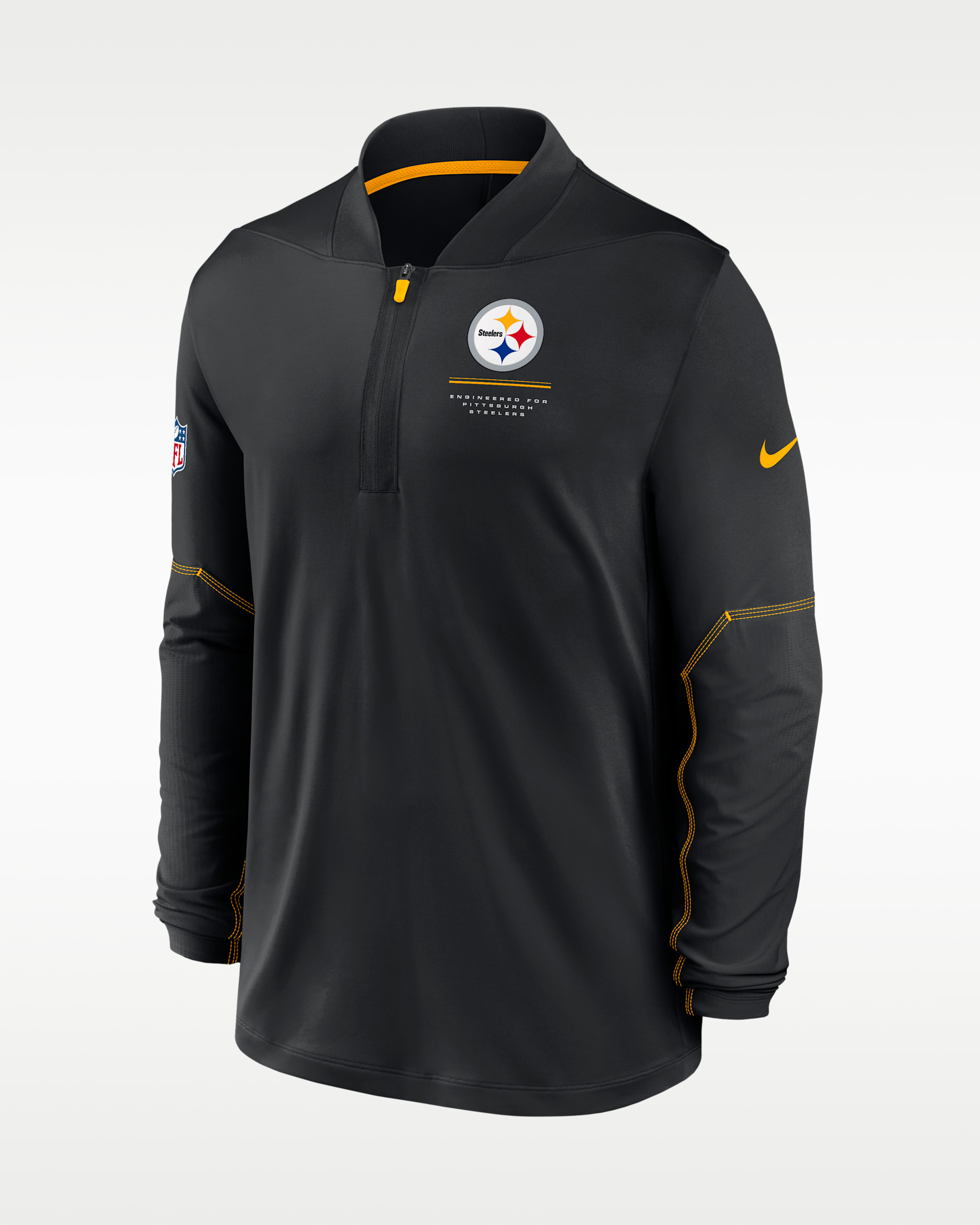 Playera Nike Dri-FIT de la NFL de medio cierre para hombre Pittsburgh Steelers Sideline - Negro