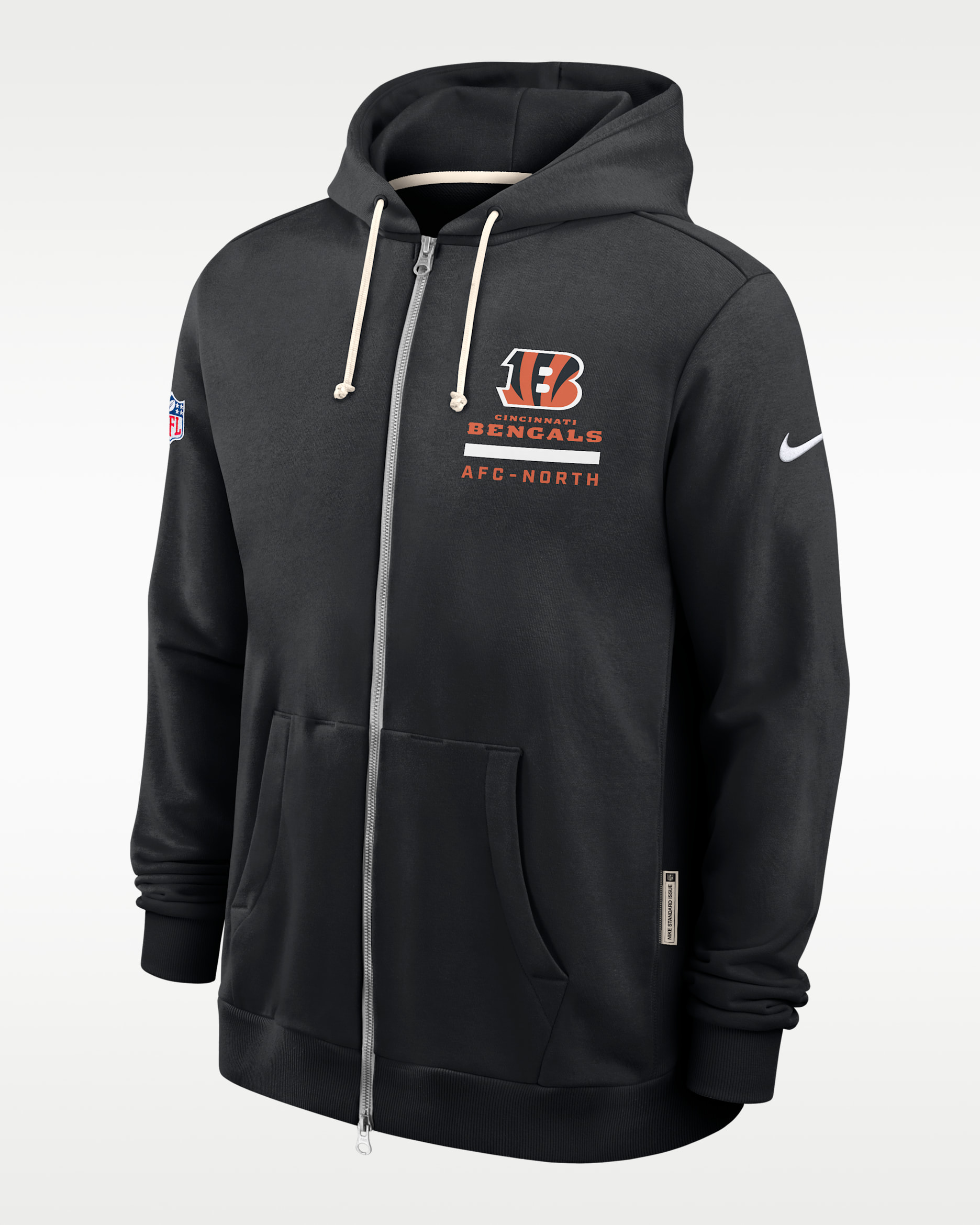 Sudadera con gorro Nike Dri-FIT de la NFL de cierre completo para hombre Cincinnati Bengals Utility Player Sideline - Negro