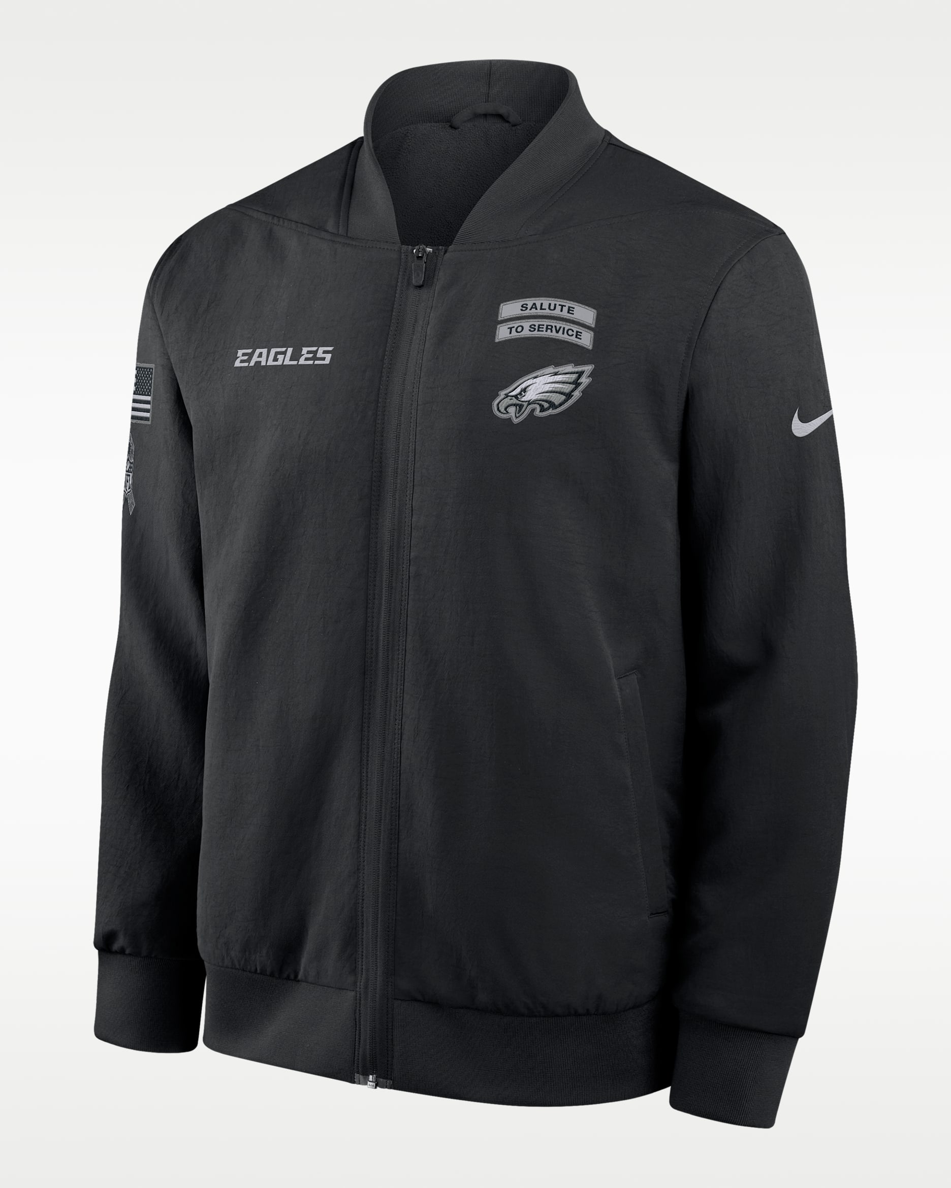 Philadelphia Eagles Salute to Service Sideline Men's Nike NFL Full-Zip Bomber Jacket - Black