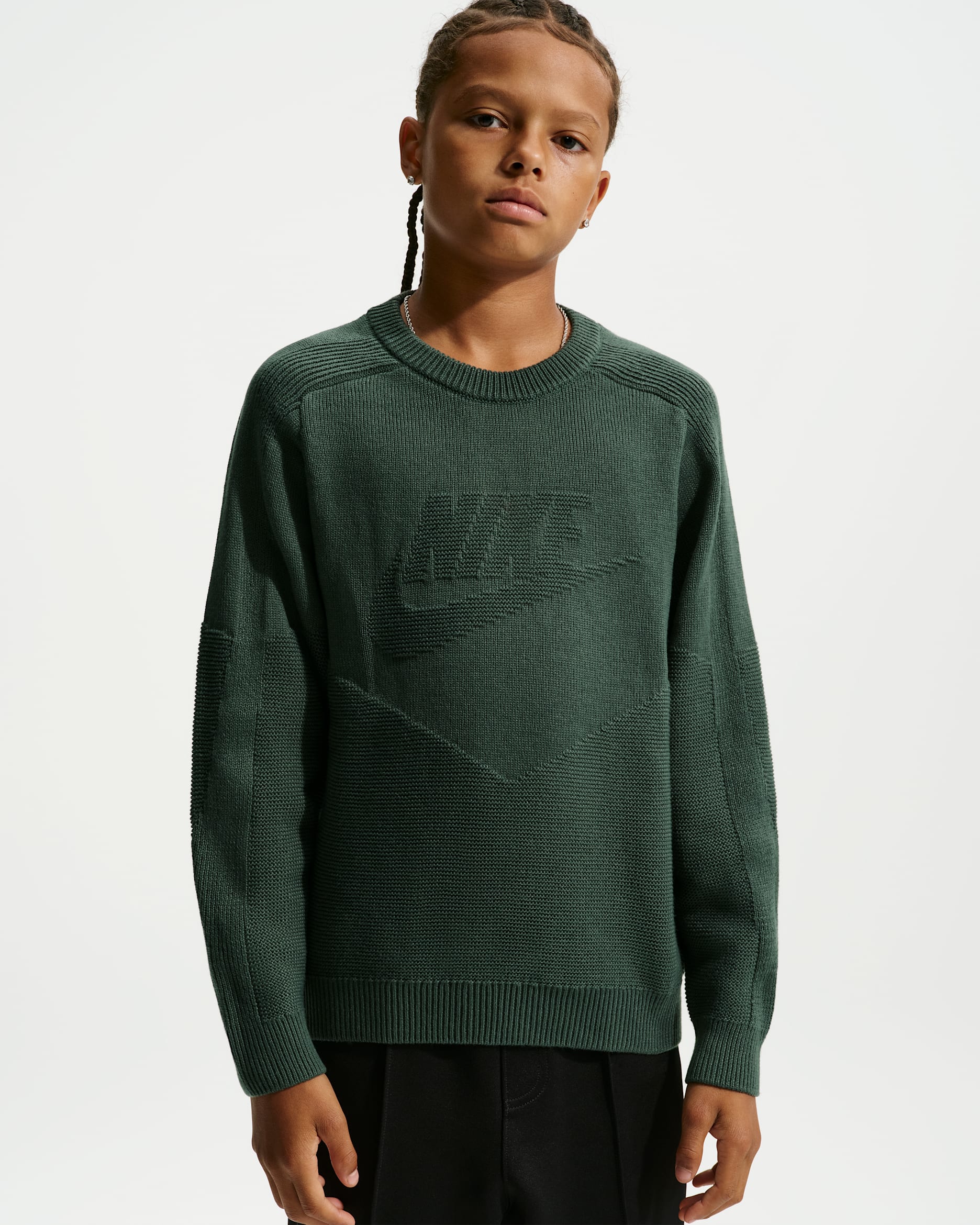 Nike Sportswear Big Kids' Crew-Neck Sweater - Camo Green