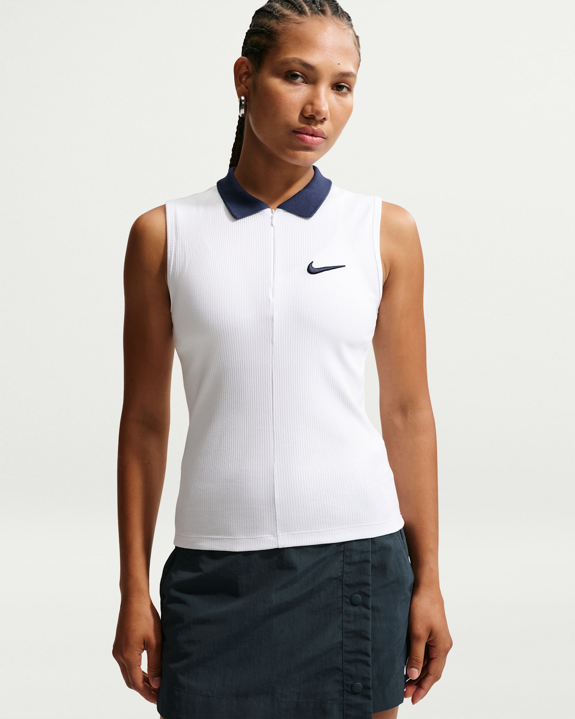 Nike Sportswear aansluitende tanktop voor dames - Wit/Midnight Navy
