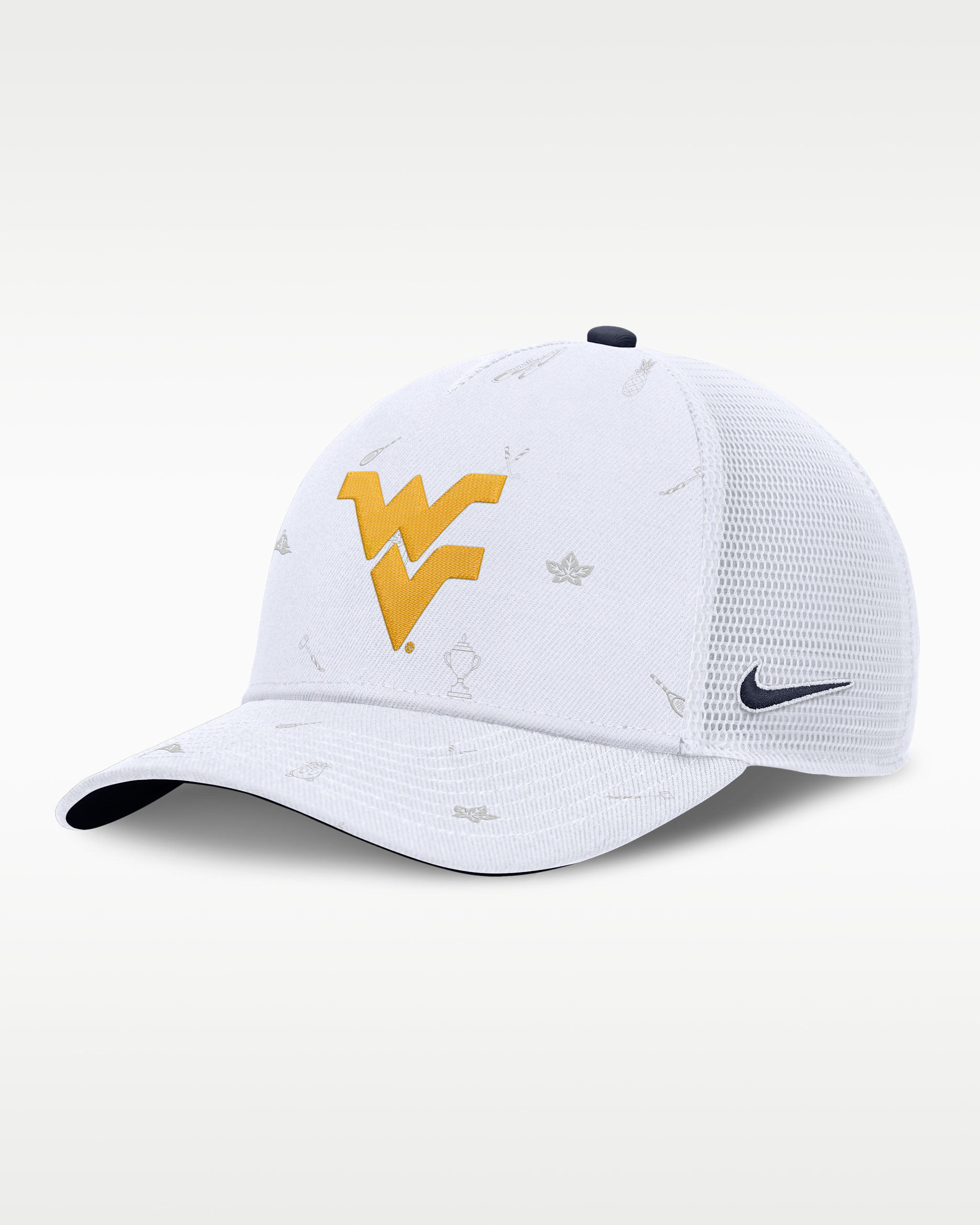 West Virginia Country Club Golfin' Rise Men's Nike College Trucker Adjustable Hat - White