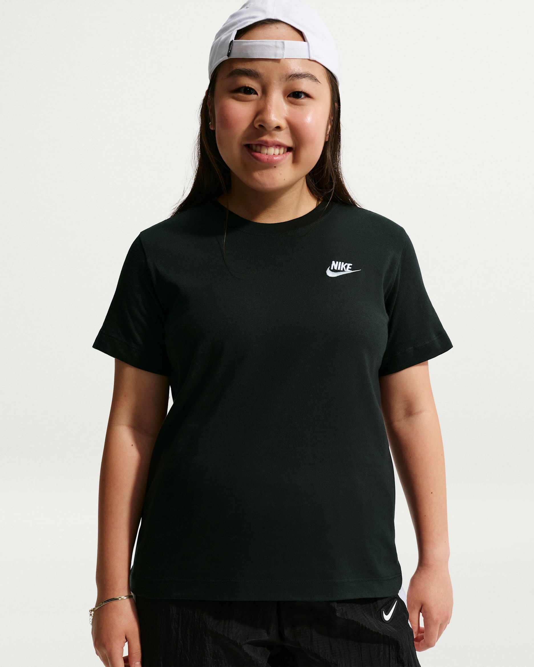 Nike Sportswear Big Kids' T-Shirt (Extended Size) - Black/White/Wolf Grey