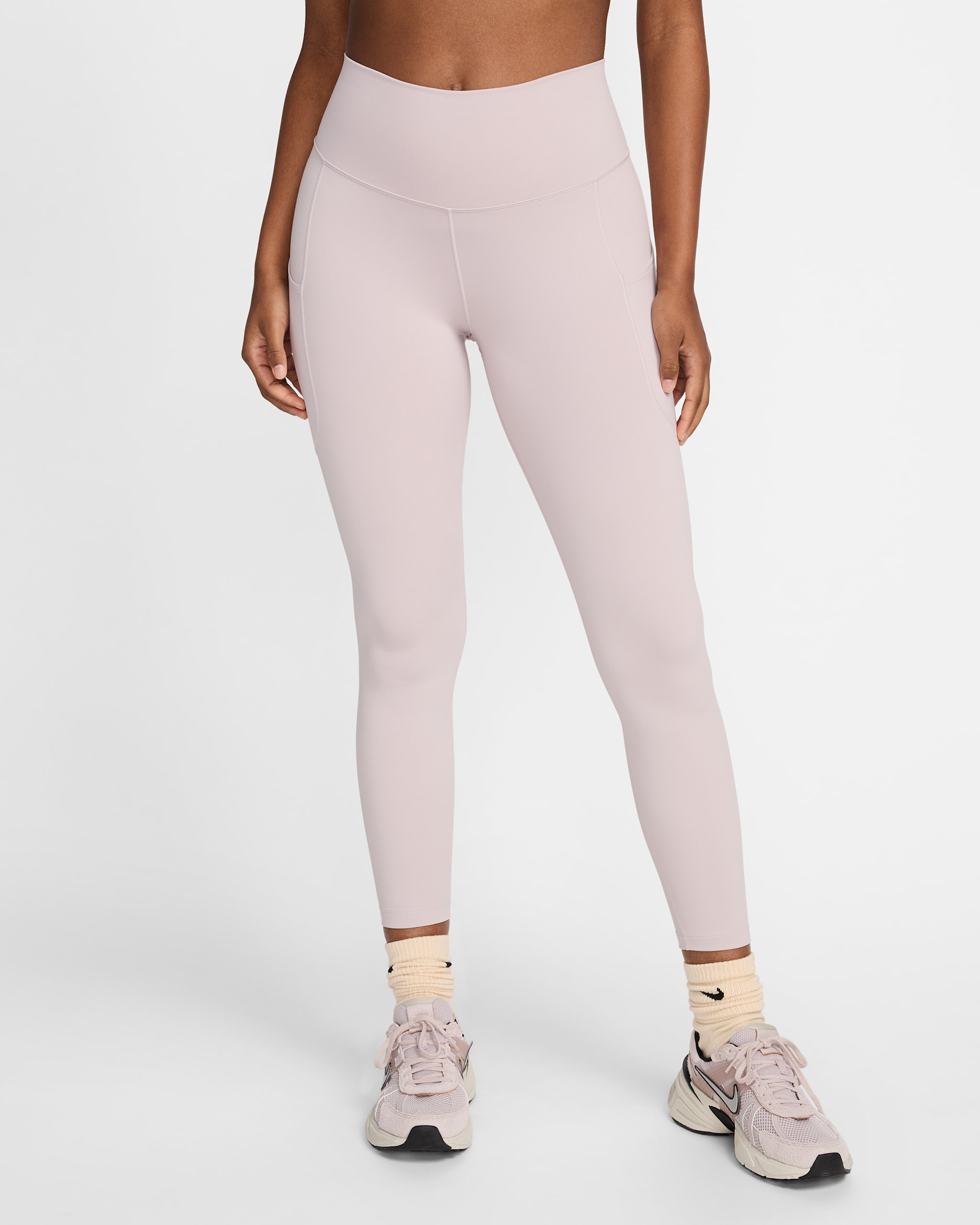Nike One Women's High-Waisted 7/8 Leggings with Pockets - Platinum Violet/Black