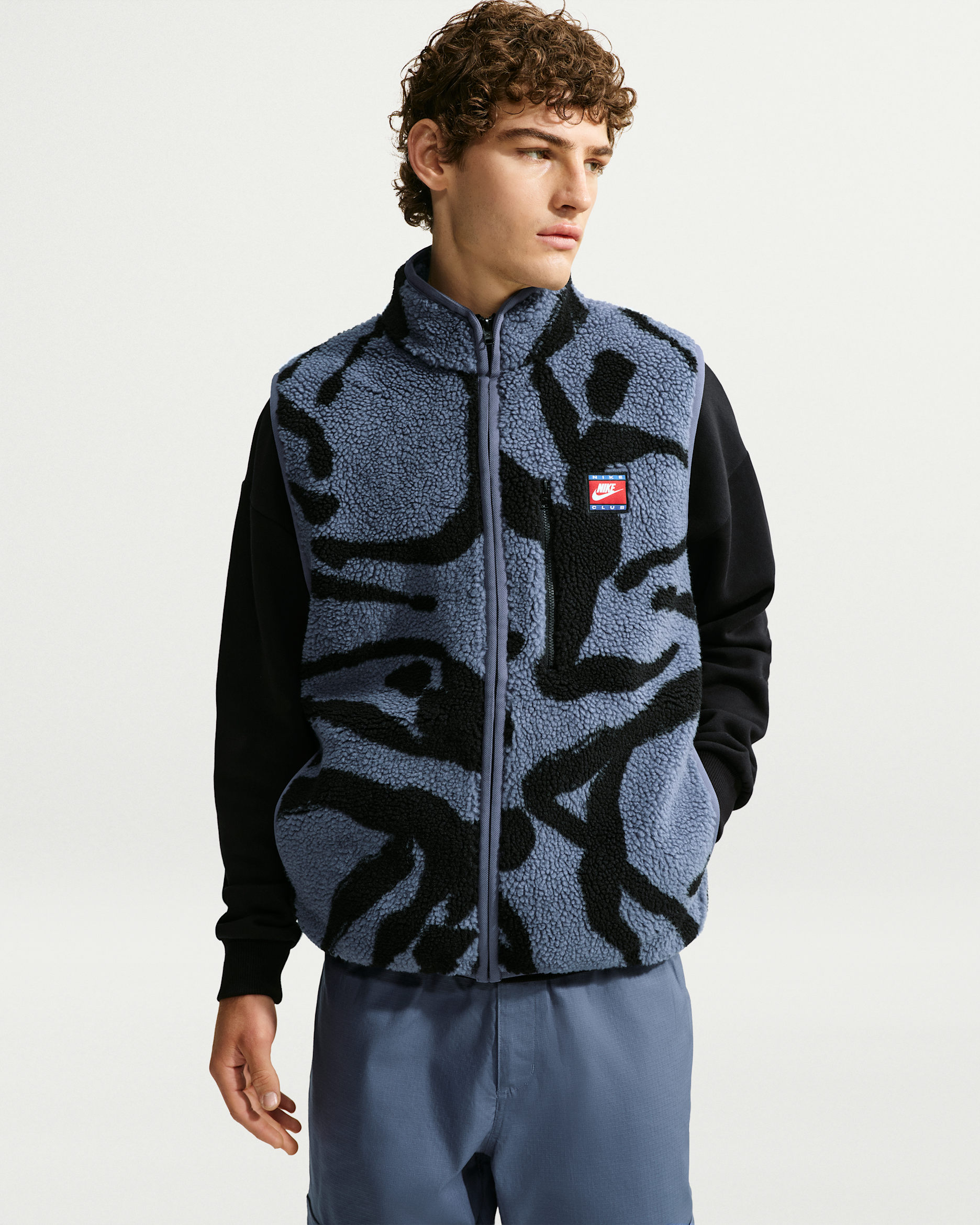 Chaleco de tejido Fleece de cierre completo acondicionado para el invierno para hombre Nike Club - Azul difuso