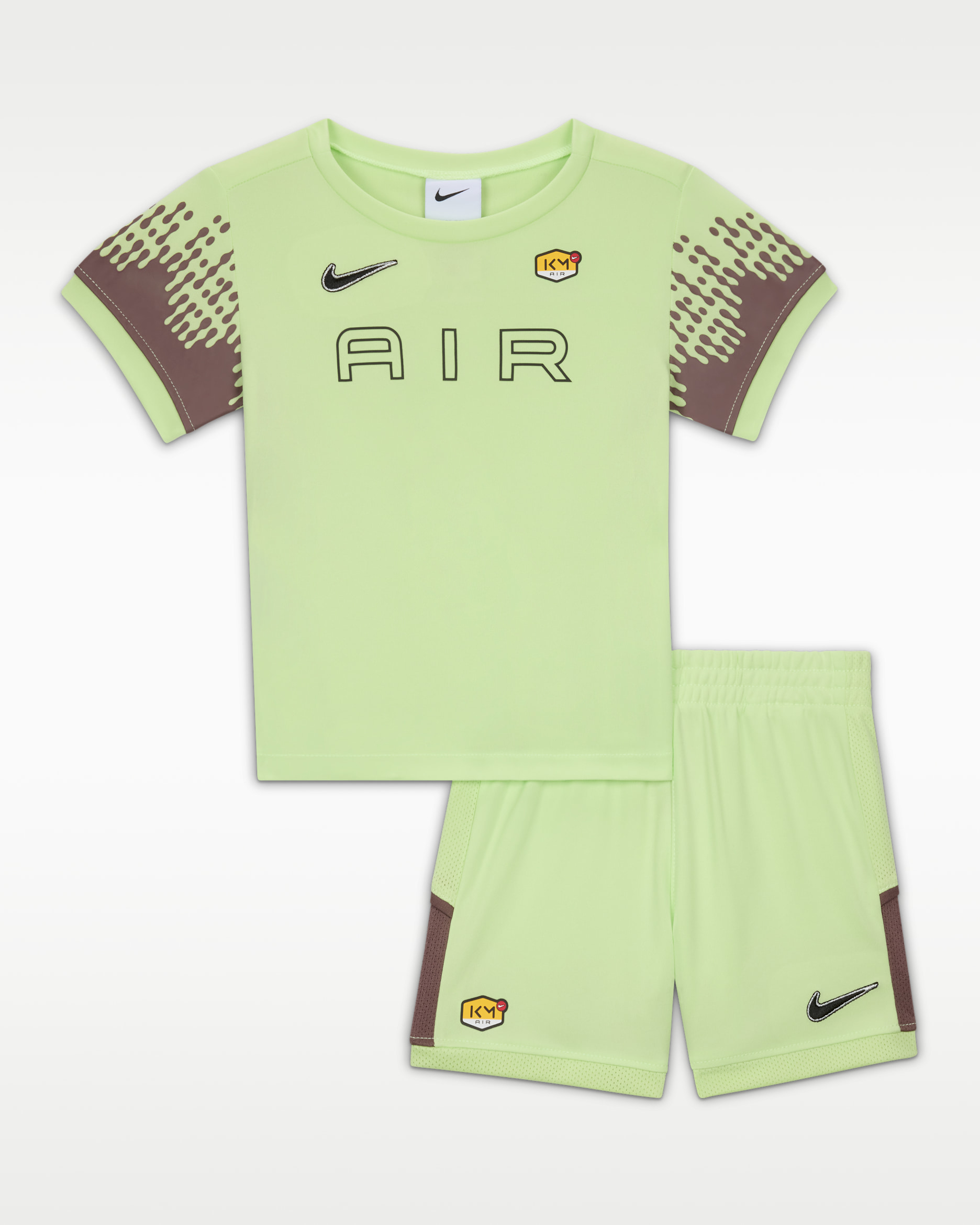 Dwuczęściowy zestaw ze spodenkami dla niemowląt (12–24 M) Dri-FIT ACD25 Kylian Mbappé - Light Liquid Lime