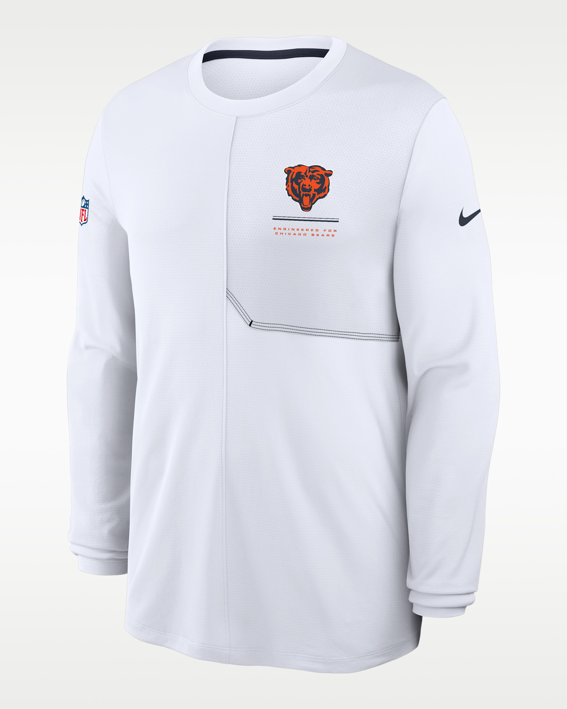 Chicago Bears Sideline Coach Men's Nike Dri-FIT NFL Long-Sleeve Top - White