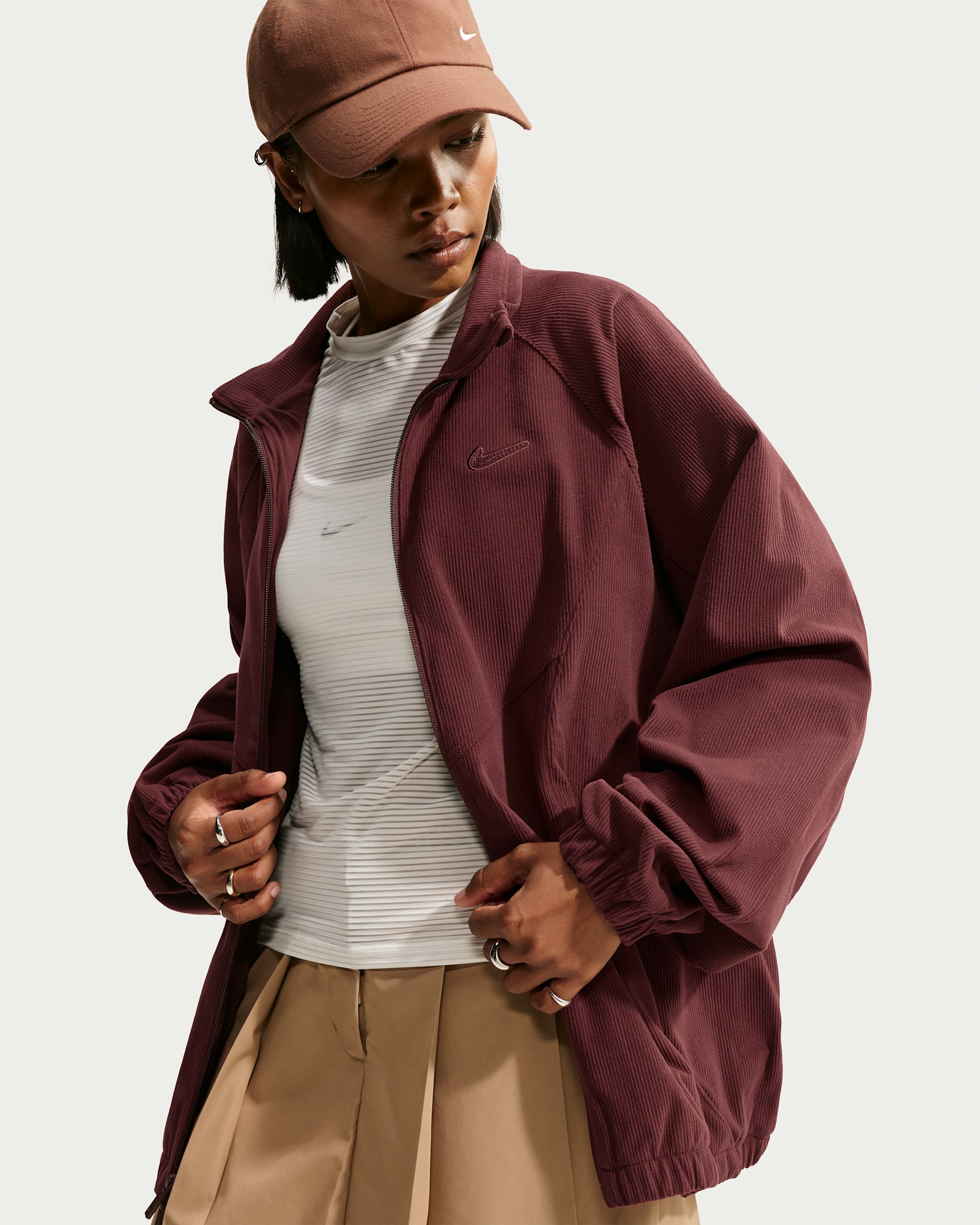 Nike Sportswear Women's Oversized Corduroy Tracksuit Jacket - Mystic Dates/Mystic Dates/Mystic Dates