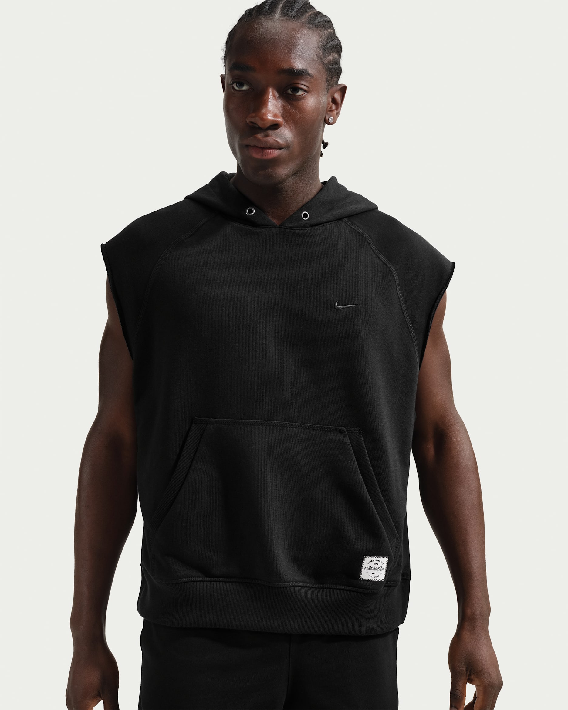 Nike N.A.C. Men's Dri-FIT Fleece Sleeveless Training Hoodie - Black/Black