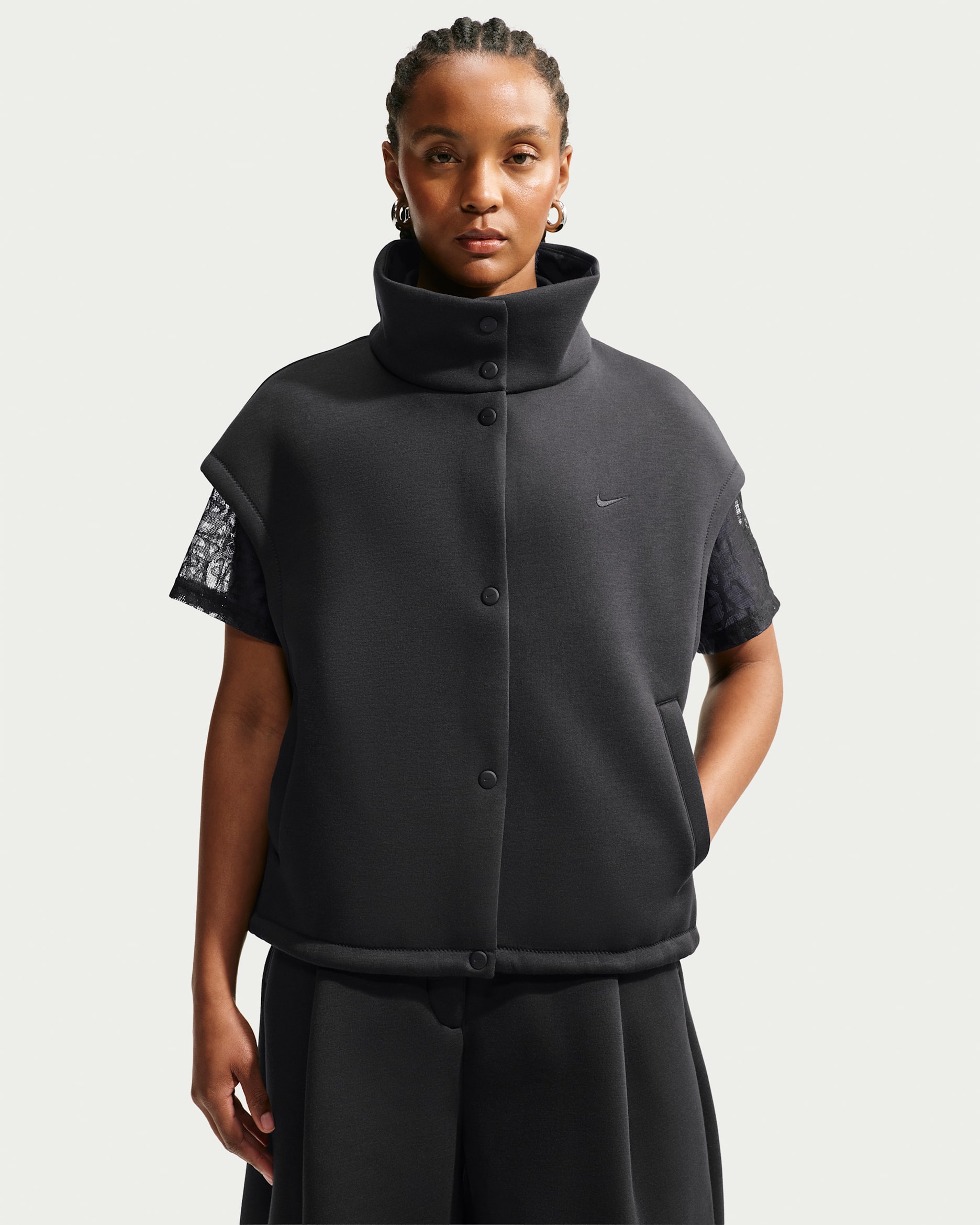 Smanicato loose fit Nike Pregame Fleece – Donna - Nero/Nero