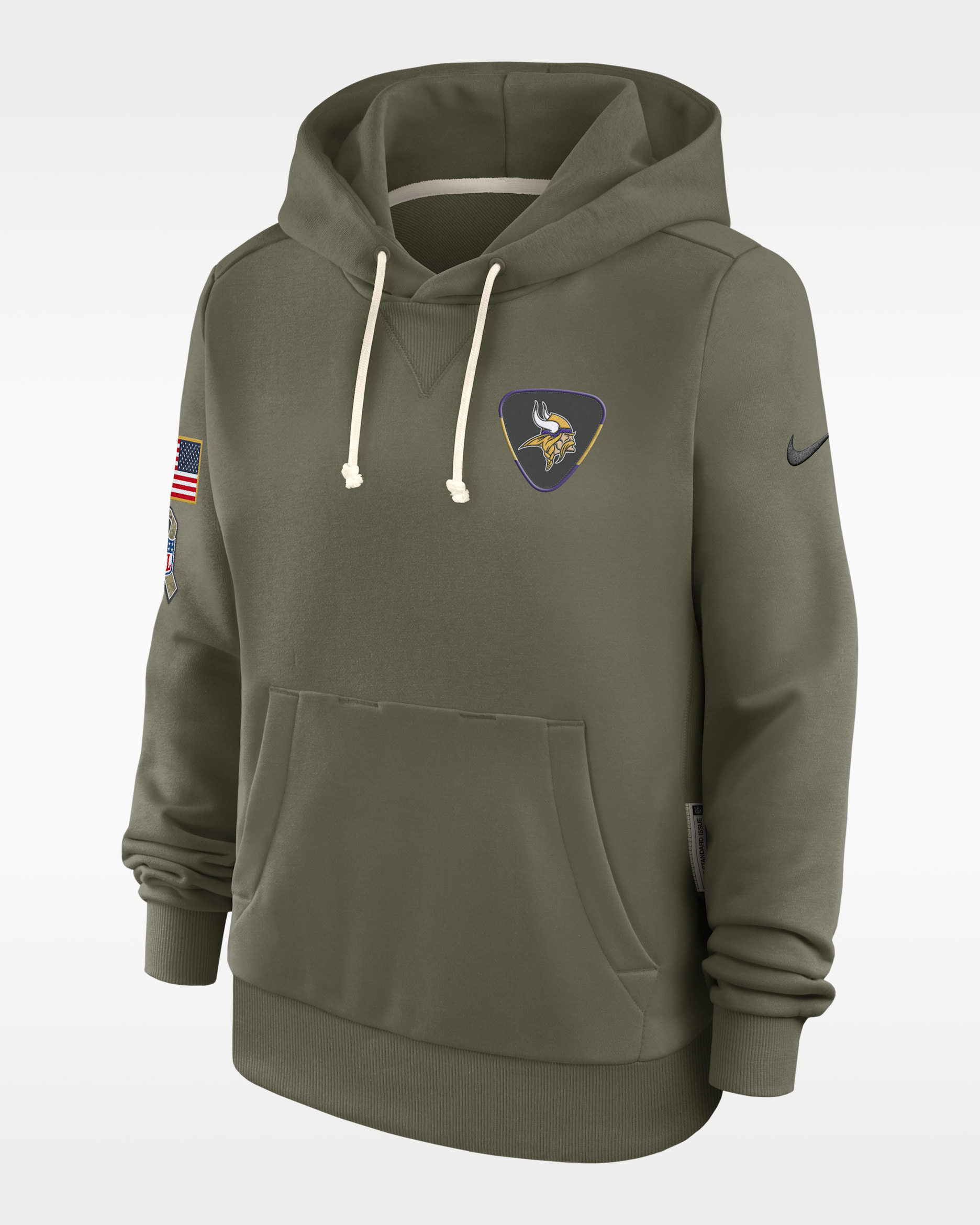 Minnesota Vikings Salute to Service Sideline Women's Nike Dri-FIT NFL Pullover Hoodie - Olive