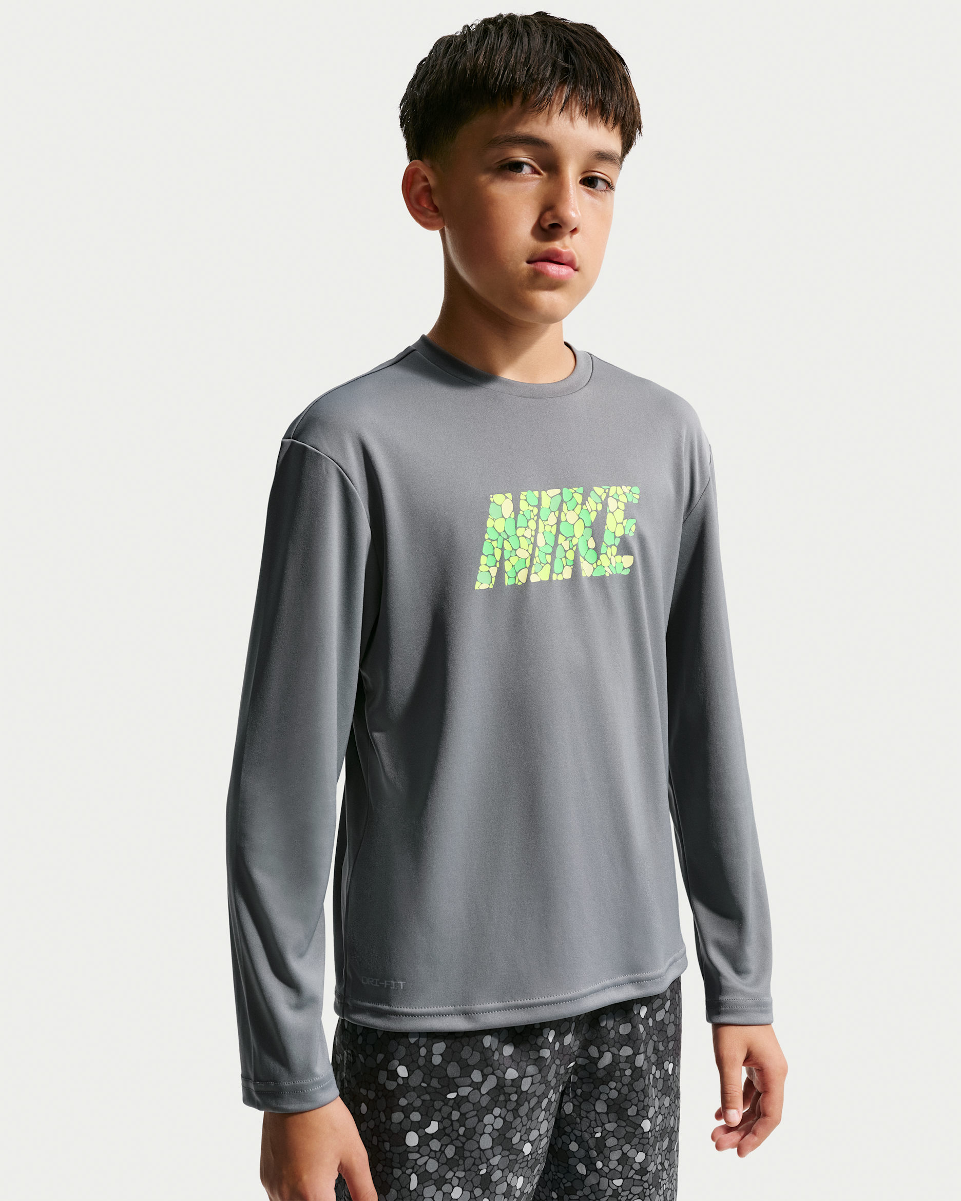 Nike Swim Hydroguard Big Kids' (Boys') Dri-FIT UV Long Sleeve Top - Cool Grey