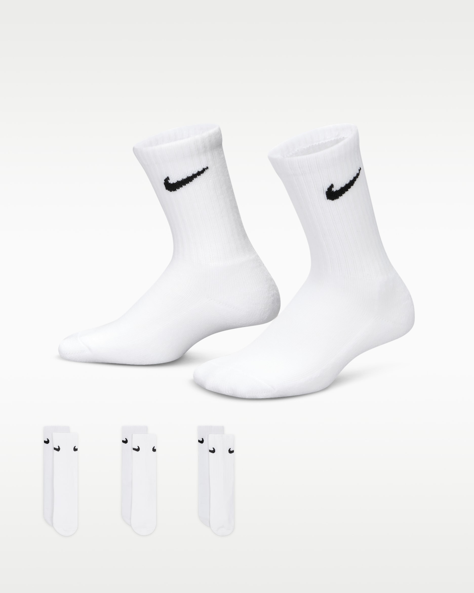 Nike Basics Kids' Crew Socks (3 Pairs) - White