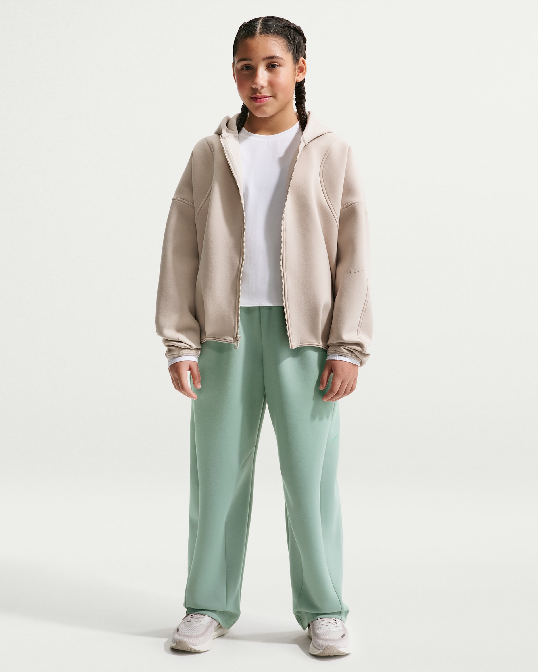 Nike MAVN Girls' High-Rise Therma-FIT Knit Pants - Steam/Black/Steam