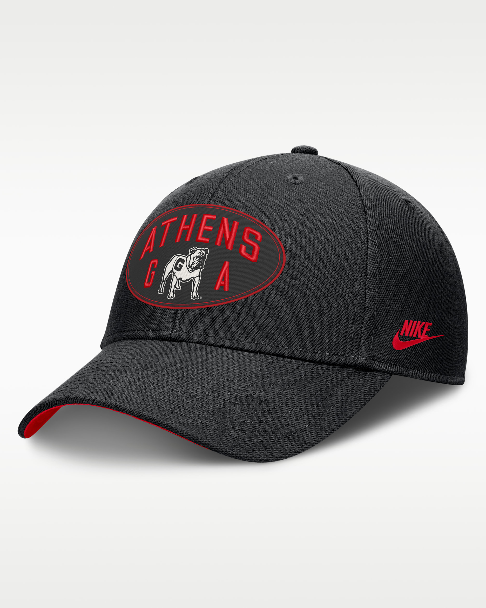 Georgia Legacy Letter & Location Rise Men's Nike Dri-FIT College A-Frame Adjustable Hat - Black/Red