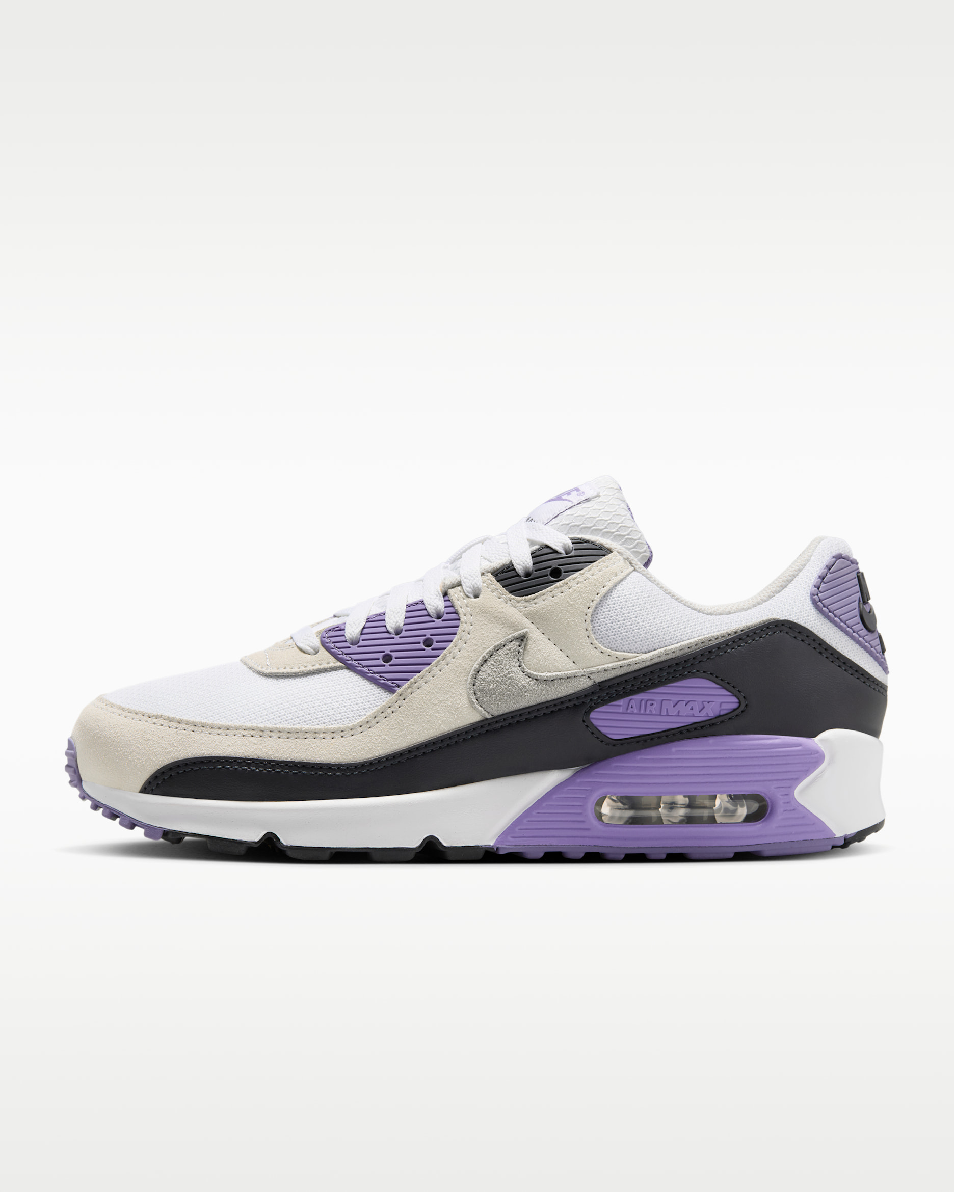 Calzado para hombre Nike Air Max 90 - Blanco/Amatista empolvado/Polvo fotón/Gris humo claro