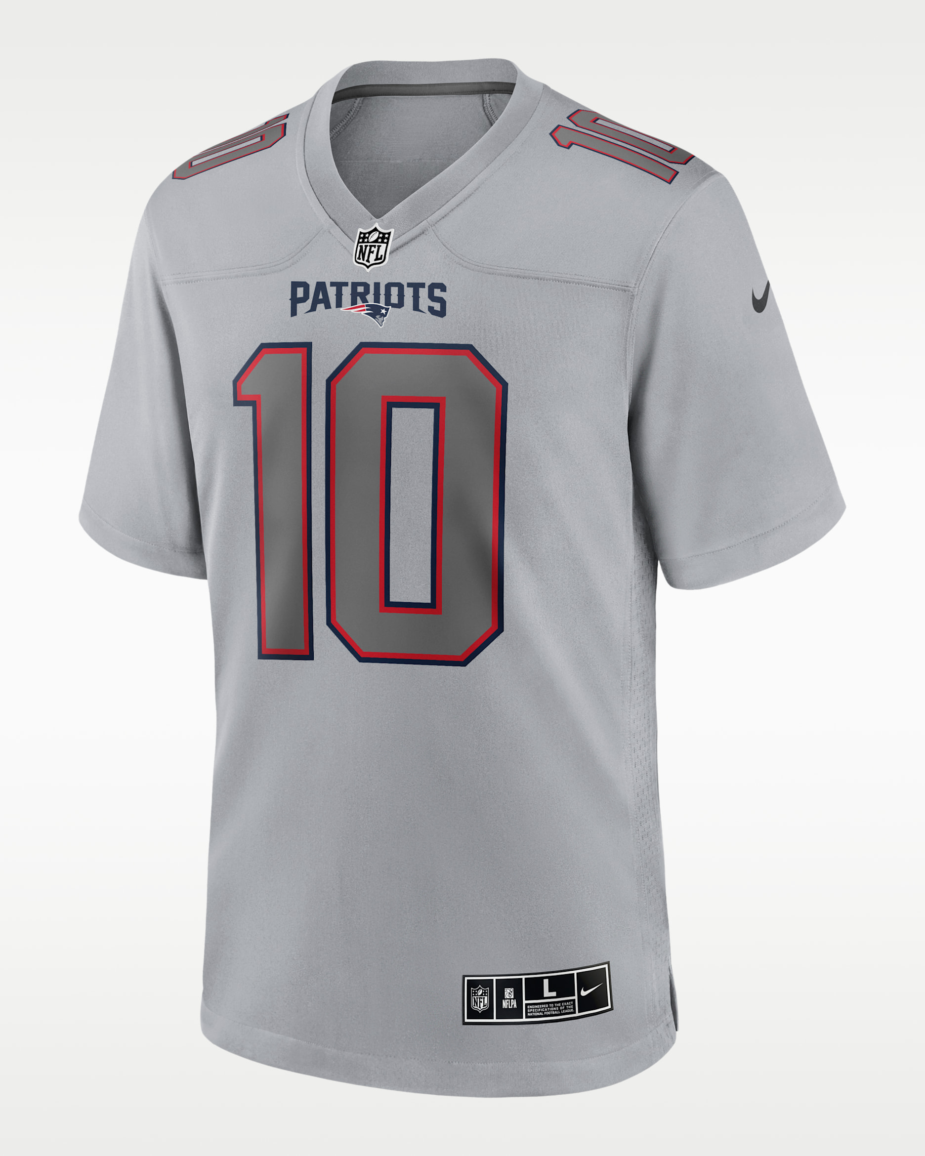 Drake Maye New England Patriots Men's Nike NFL Atmosphere Game Jersey - Grey