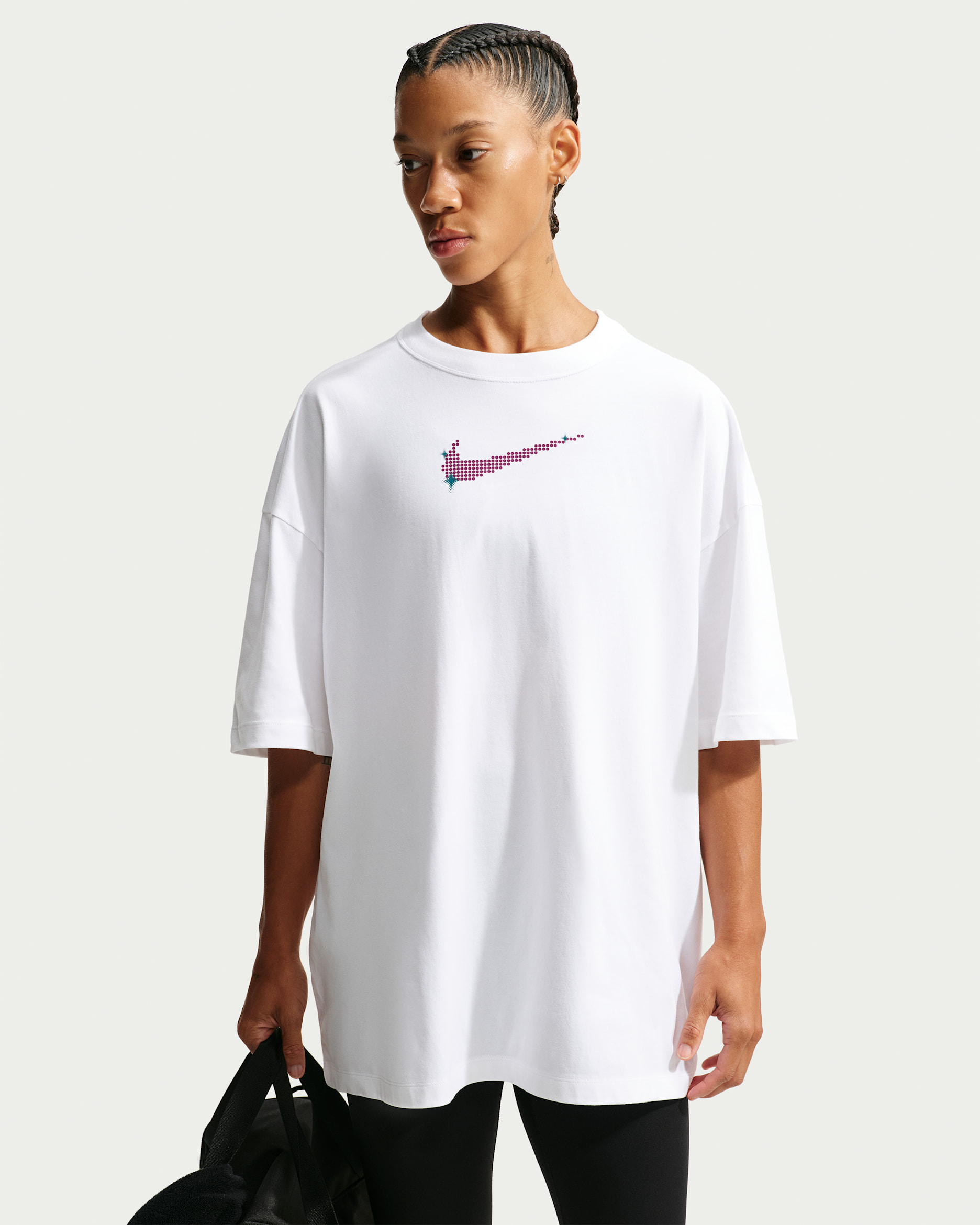 Playera de manga corta oversized Nike para mujer - Blanco