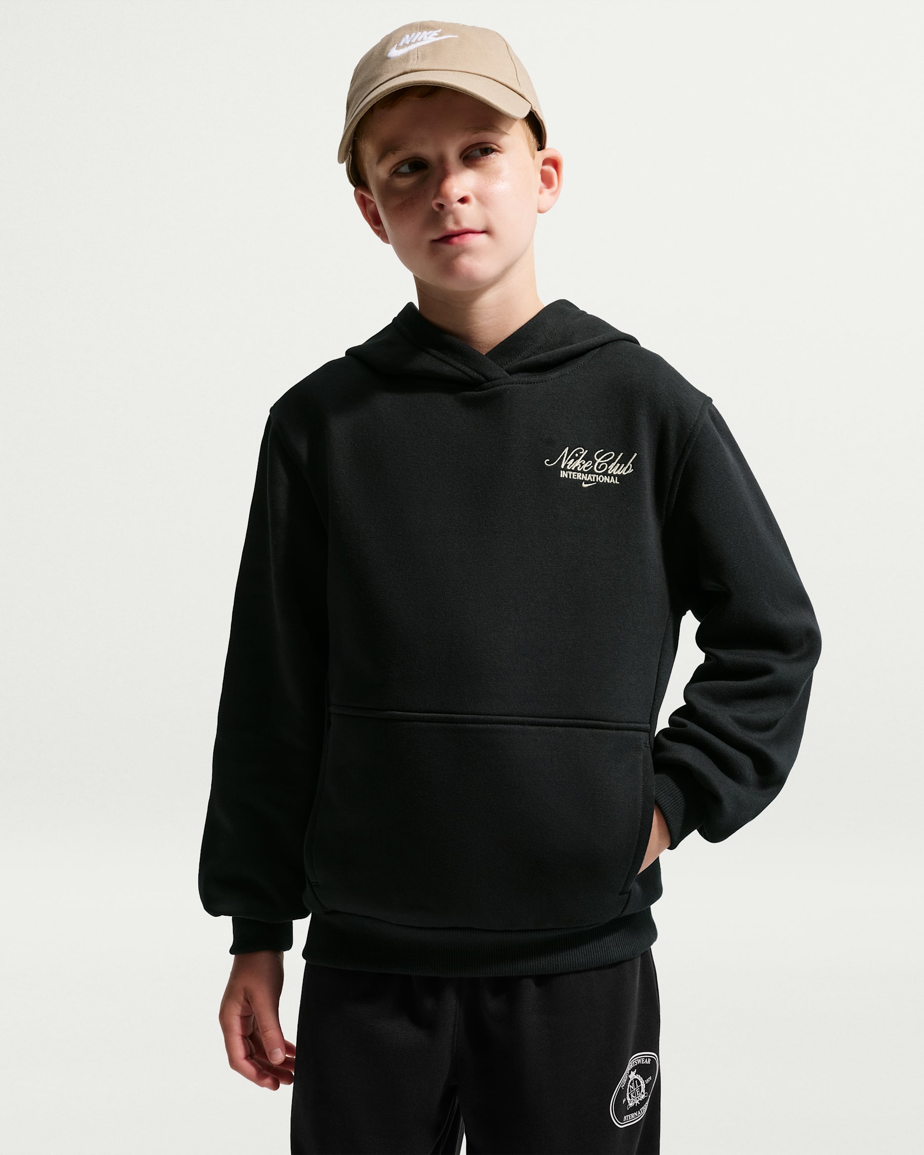 Sudadera con gorro para niños talla grande Nike Sportswear Club Fleece - Negro/Duna