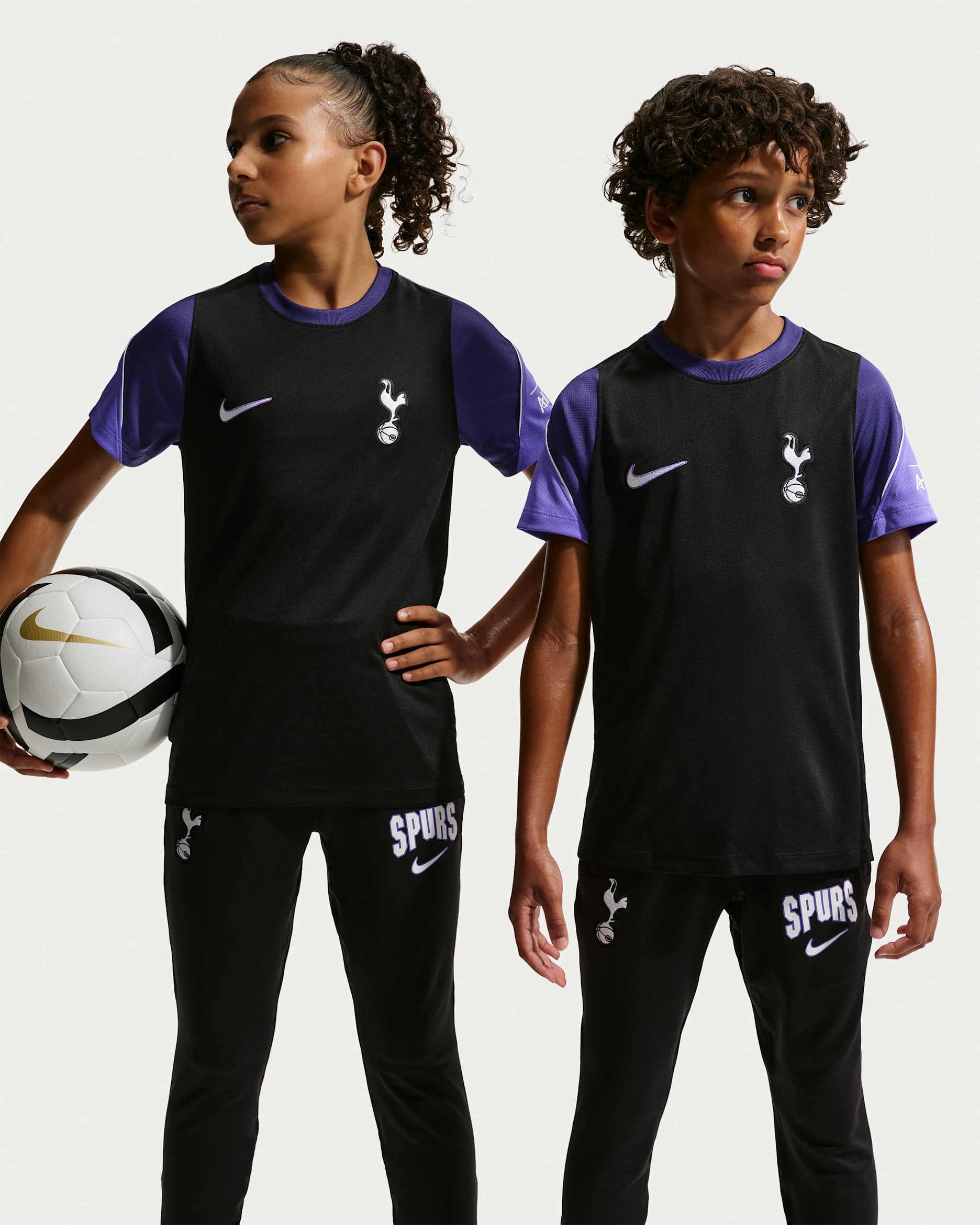 Tottenham Hotspur Strike Third Older Kids' Nike Soccer Dri-FIT Short-Sleeve Top - Black/White/Black/White