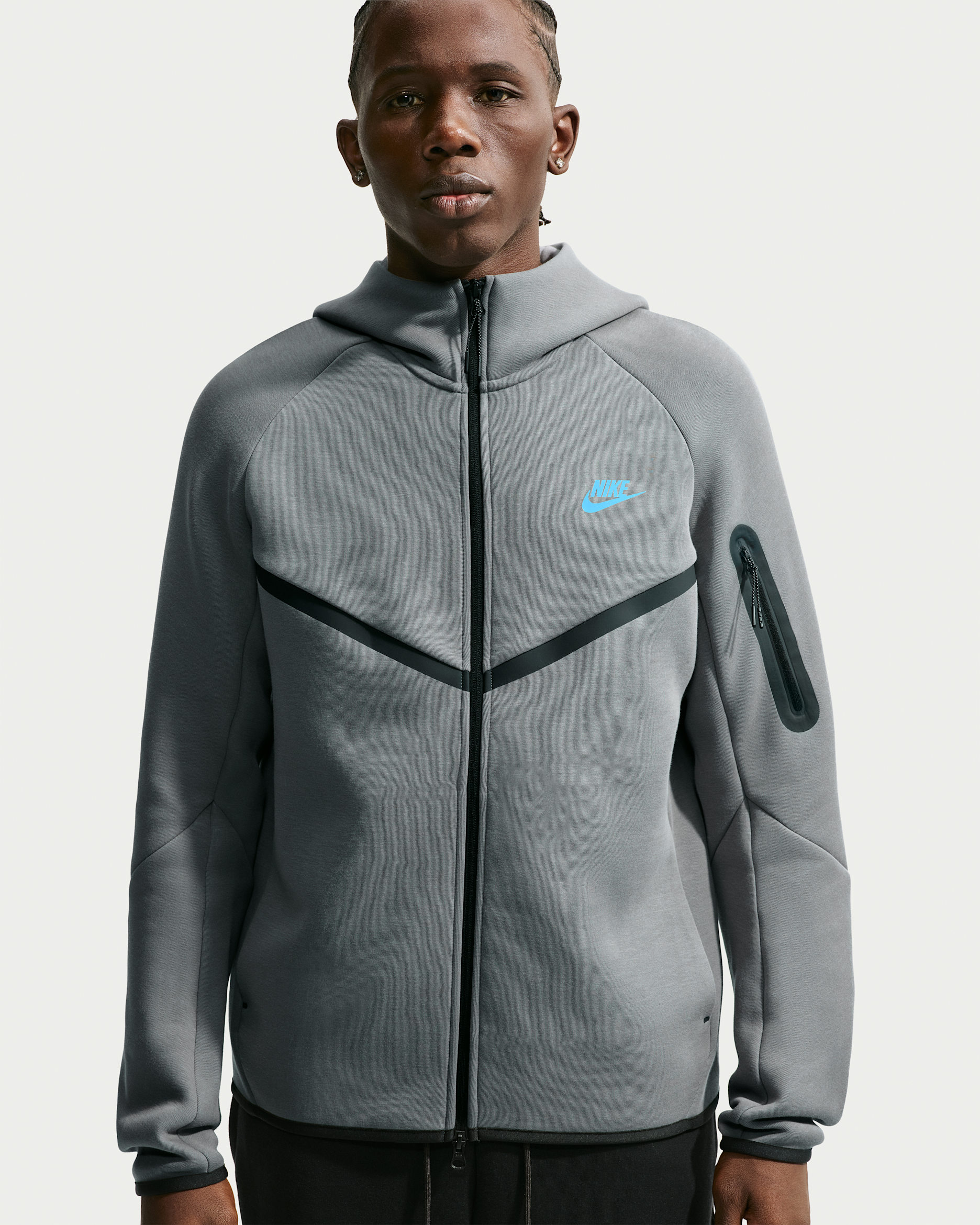 Nike Tech Men's Fleece Windrunner Full-Zip Jacket - Smoke Grey/Football Blue