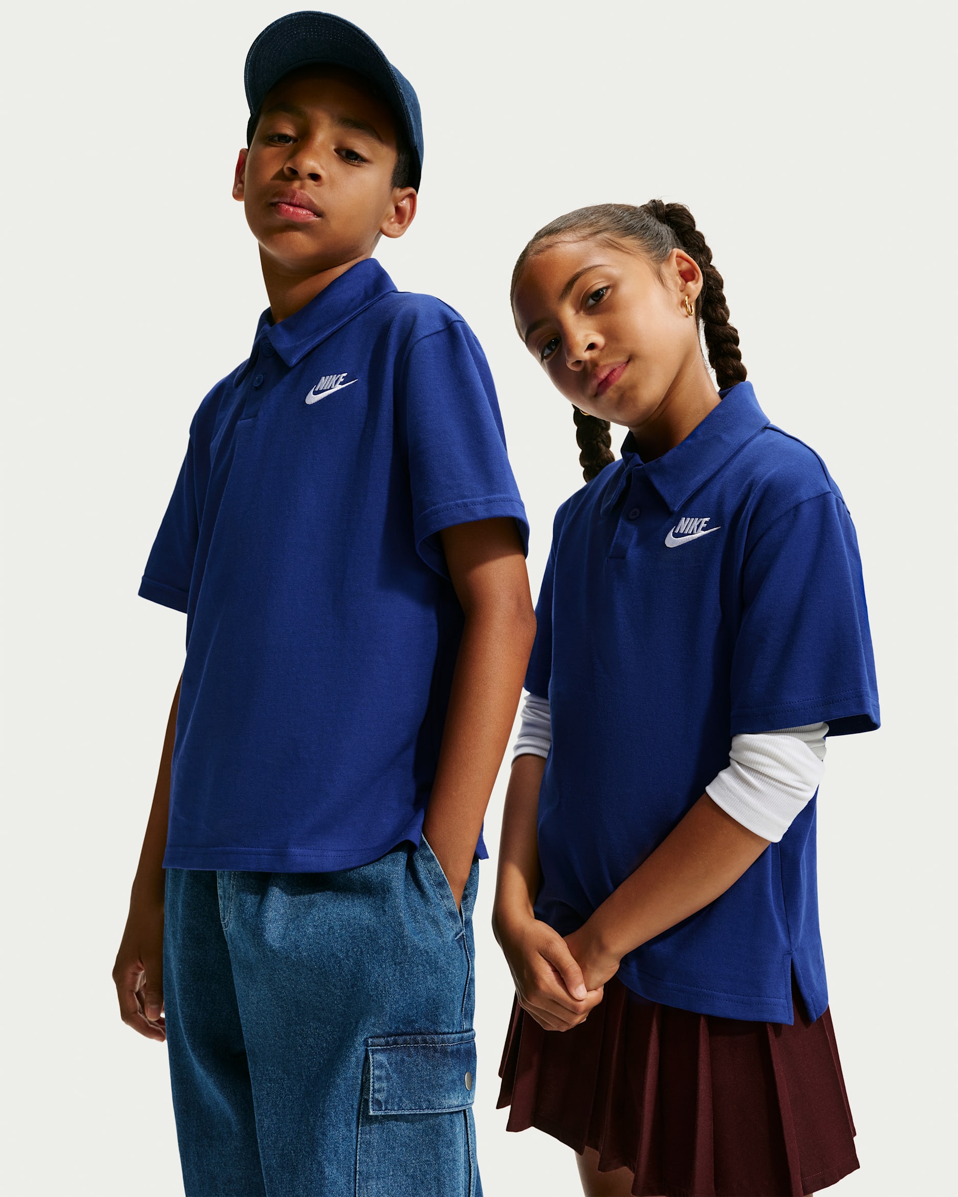 Nike Sportswear Club Older Kids' Knit Short-Sleeve Polo - Deep Royal Blue/White