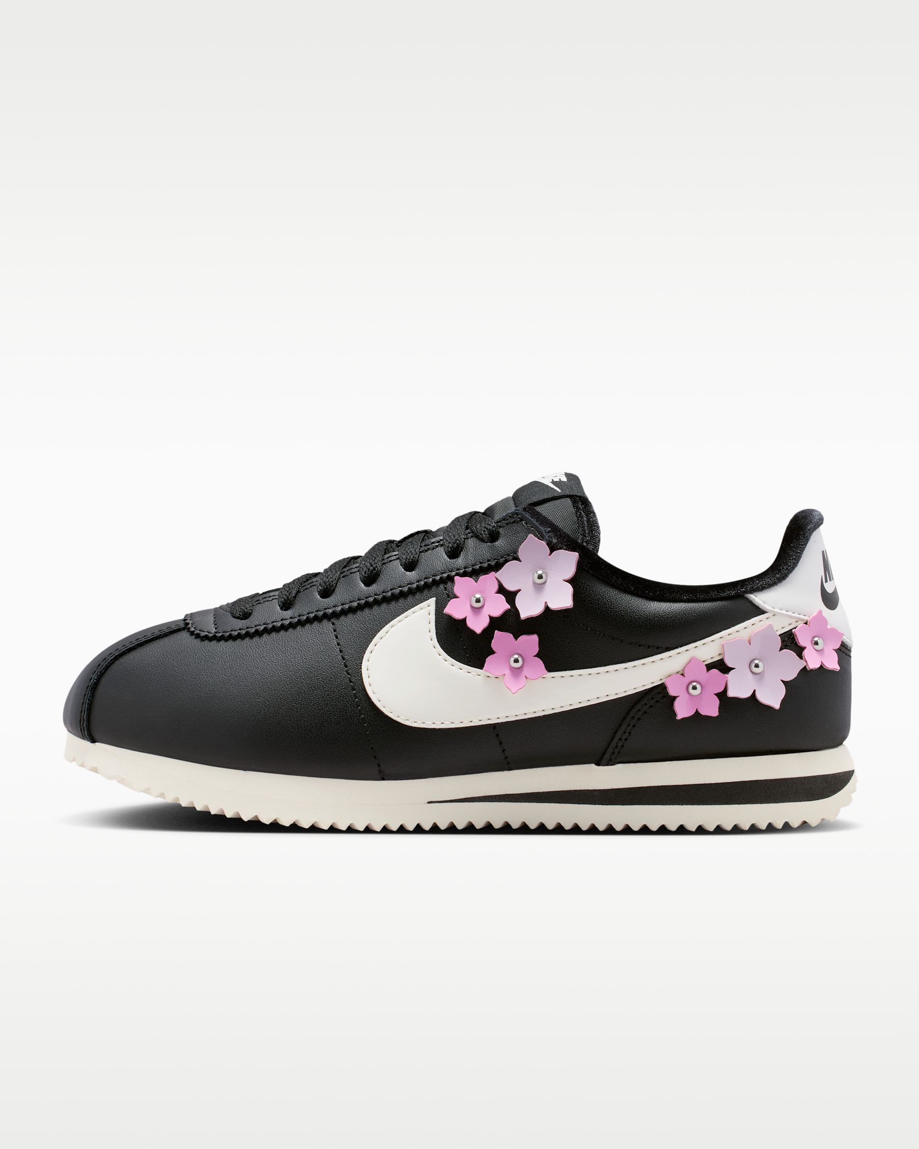 Nike Cortez Leather Women's Shoes - Black/Pink Rise/Bleached Lilac/Sail