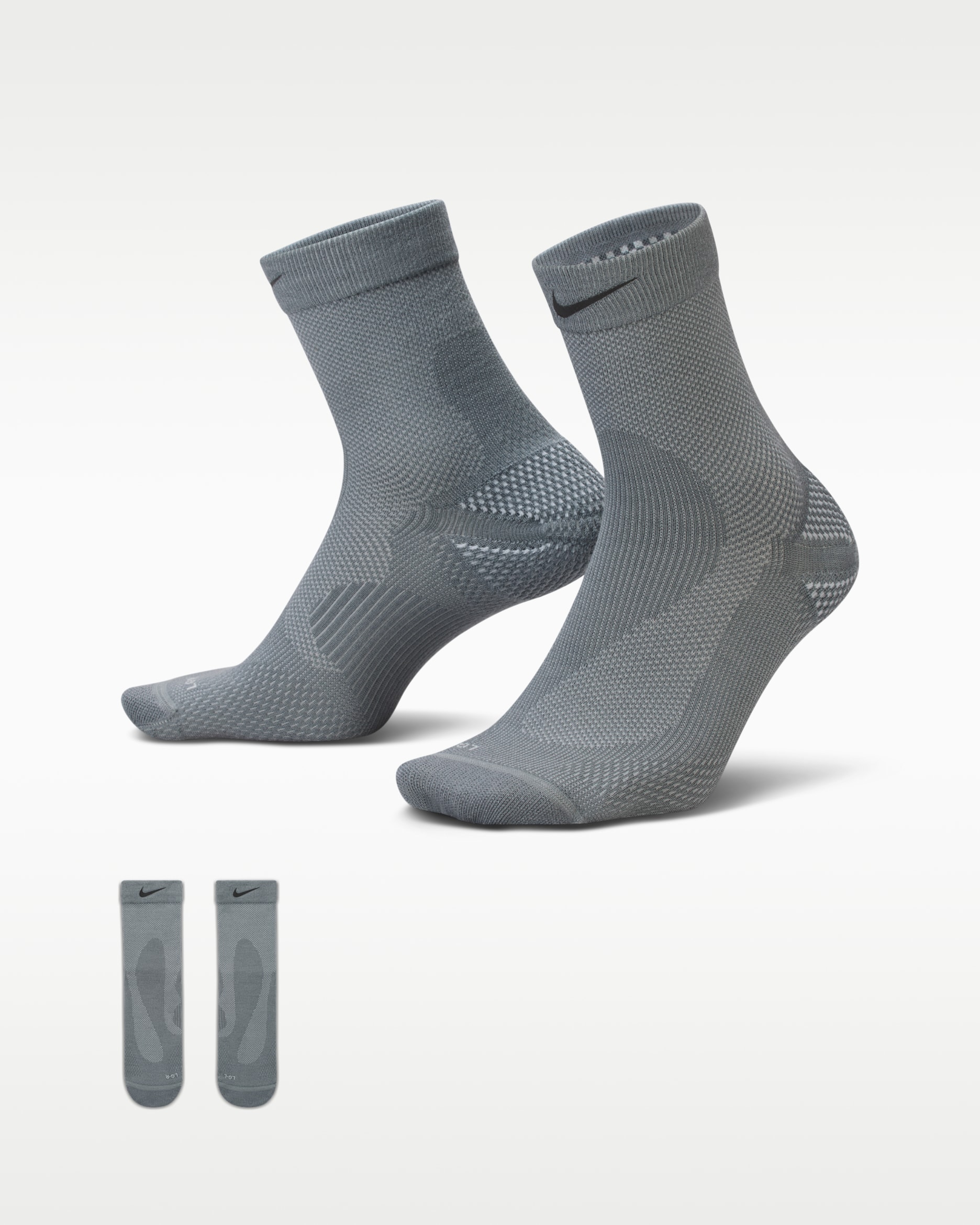 Nike Running Wool Micro Crew Socks (1 Pair) - Smoke Grey/Light Smoke Grey