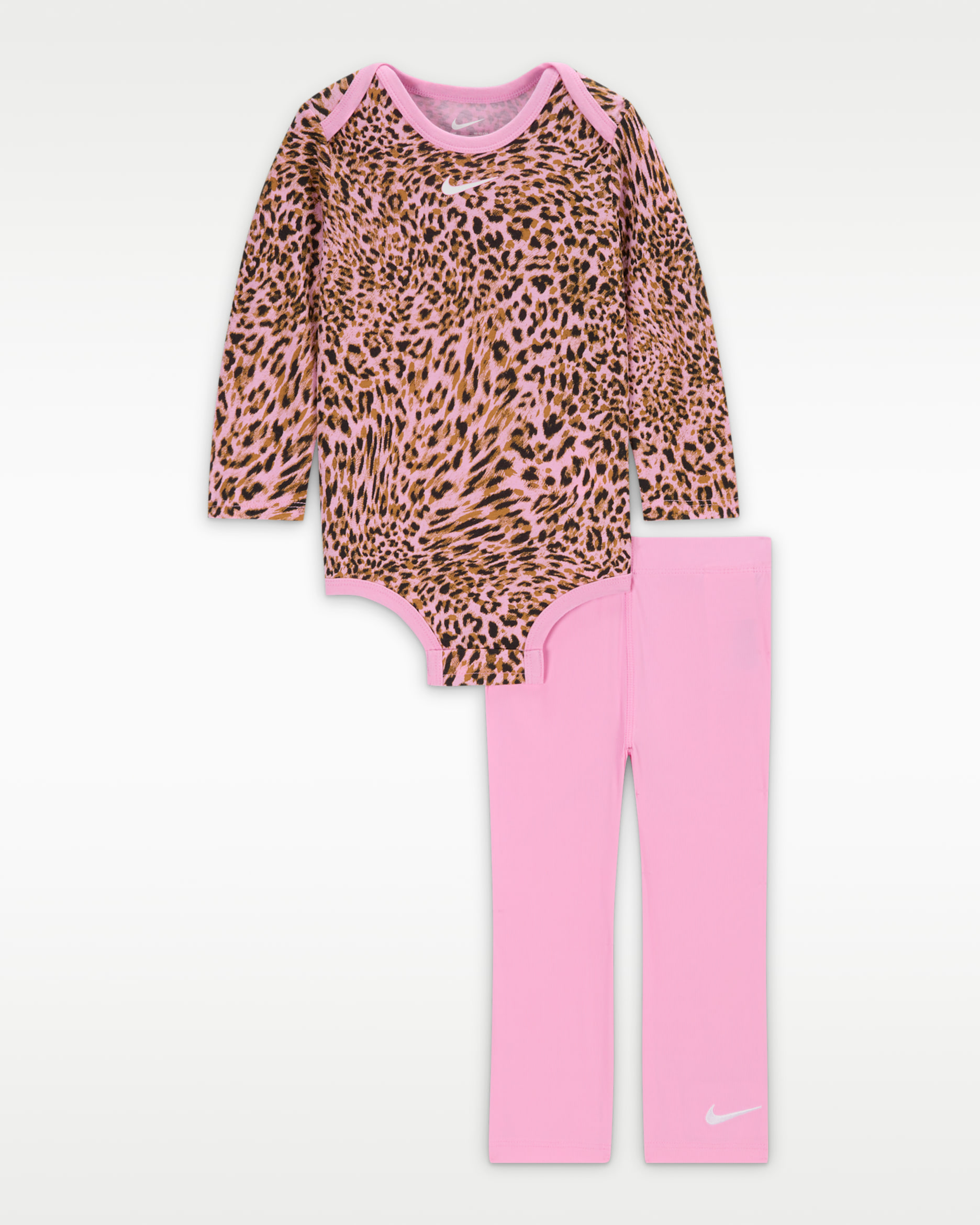 Conjunto de mono y leggings acampanados para bebé (6 a 9 meses) Nike - Rosa amanecer