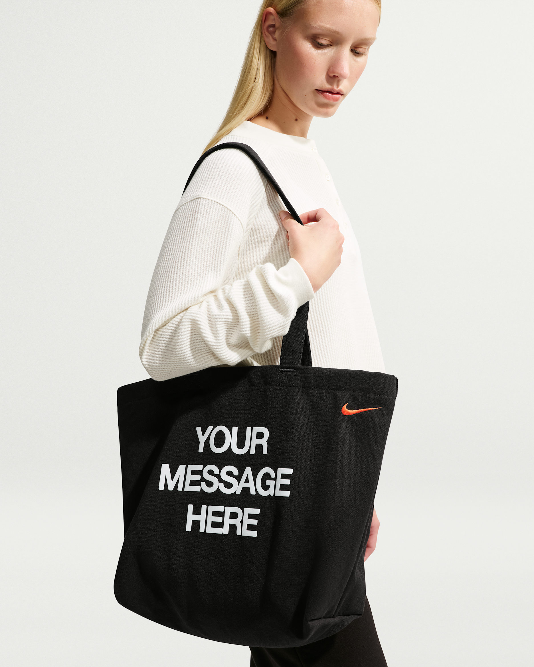 Tote bag Nike Heritage "Your Message Here" (22 L) - Noir/Blanc/Safety Orange