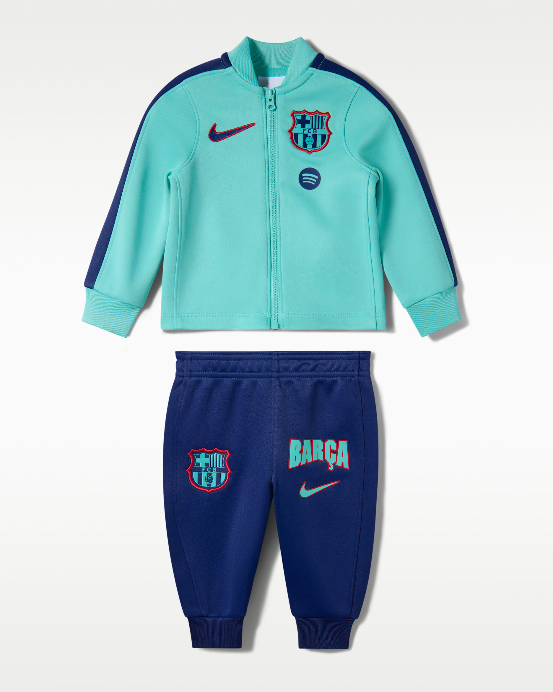 Survêtement de foot en maille Nike Dri-FIT FC Barcelona Strike 3e tenue pour bébé et tout-petit - Green Frost/Loyal Blue/Gym Red/Loyal Blue
