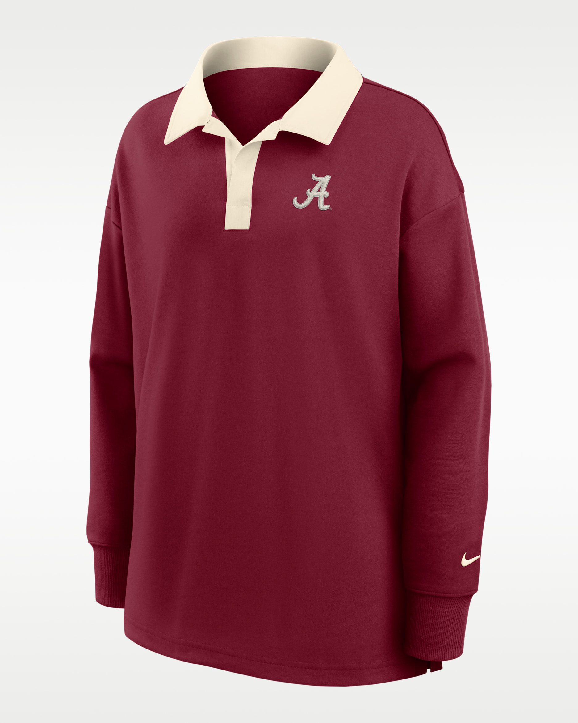 Polo de manga larga Nike Dri-FIT oversized para mujer Alabama Academic - Carmesí/Natural
