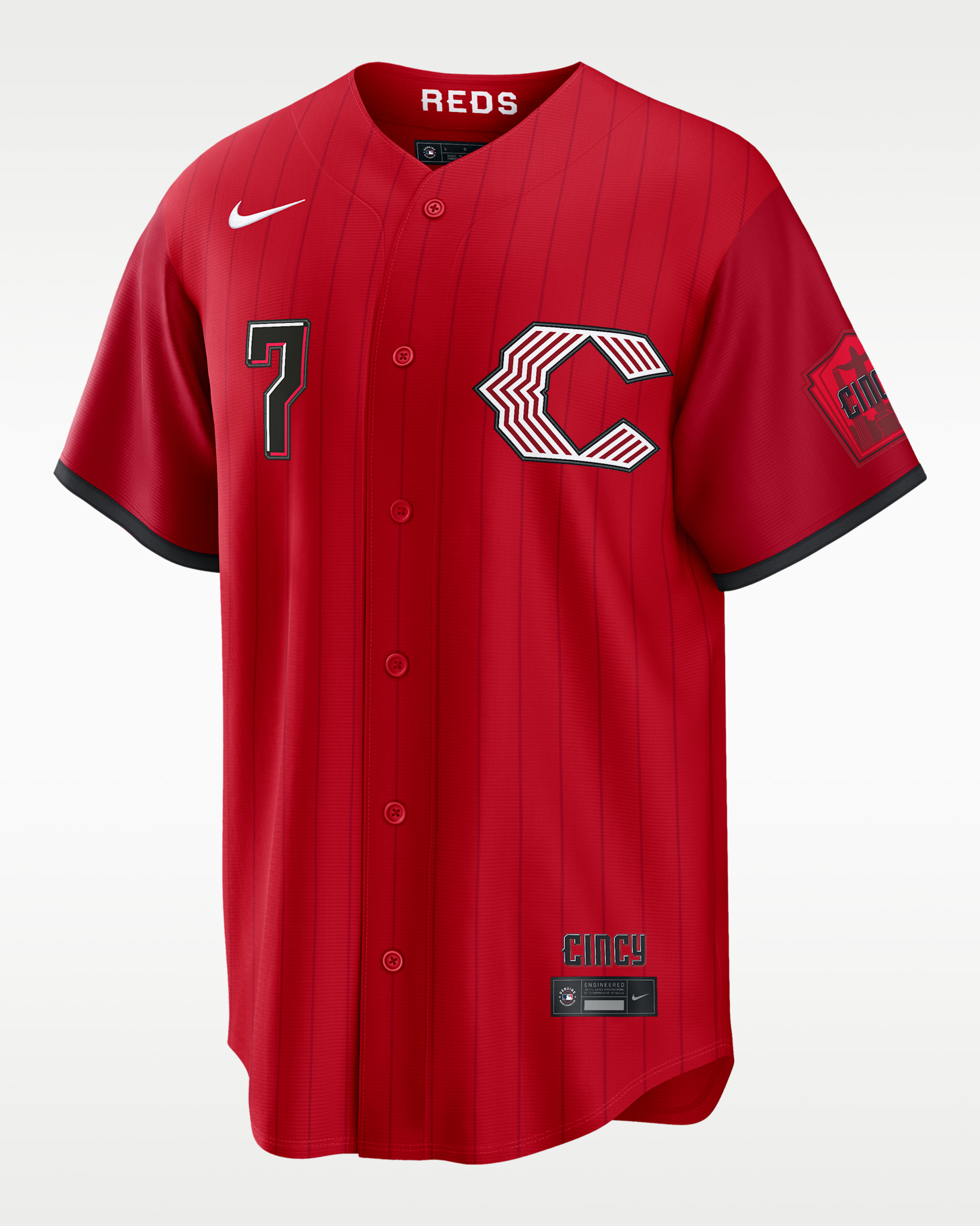 Spencer Steer Cincinnati Reds City Connect Men's Nike MLB Stadium Jersey - Red