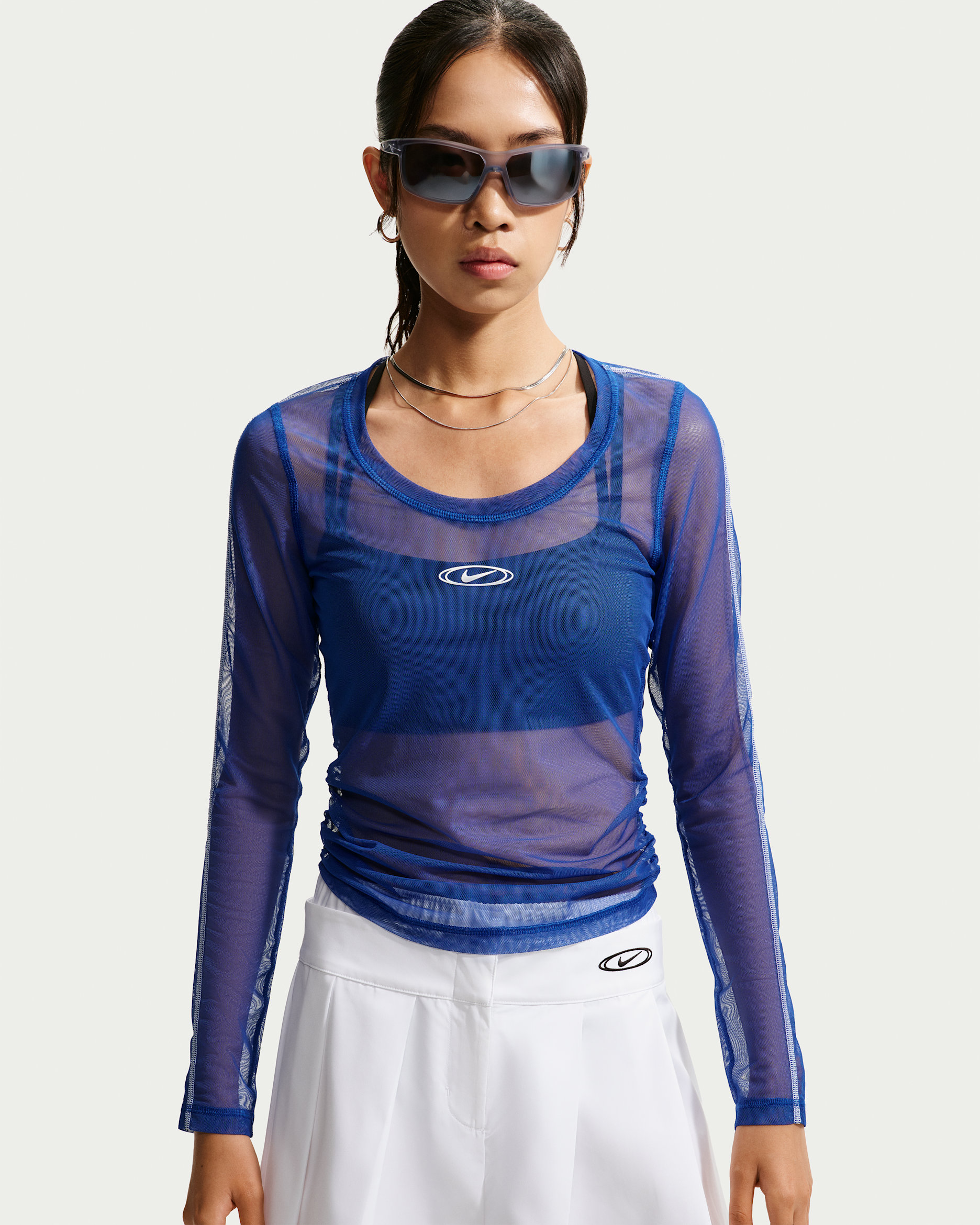 Nike Sportswear Women's Slim Long-Sleeve Sheer Top - Old Royal/White