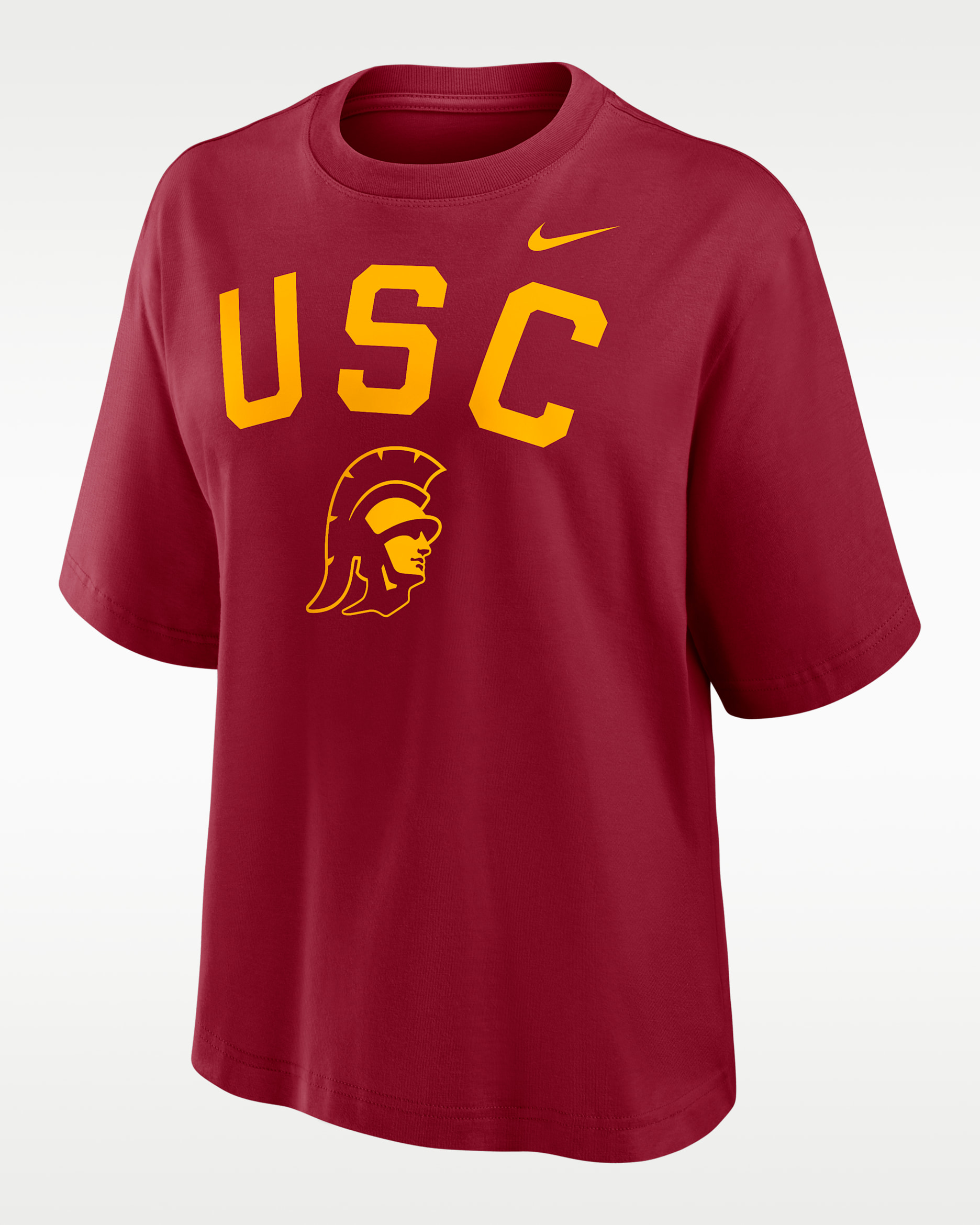 USC Arch Over Logo Boxy Women's Nike College T-Shirt - Crimson