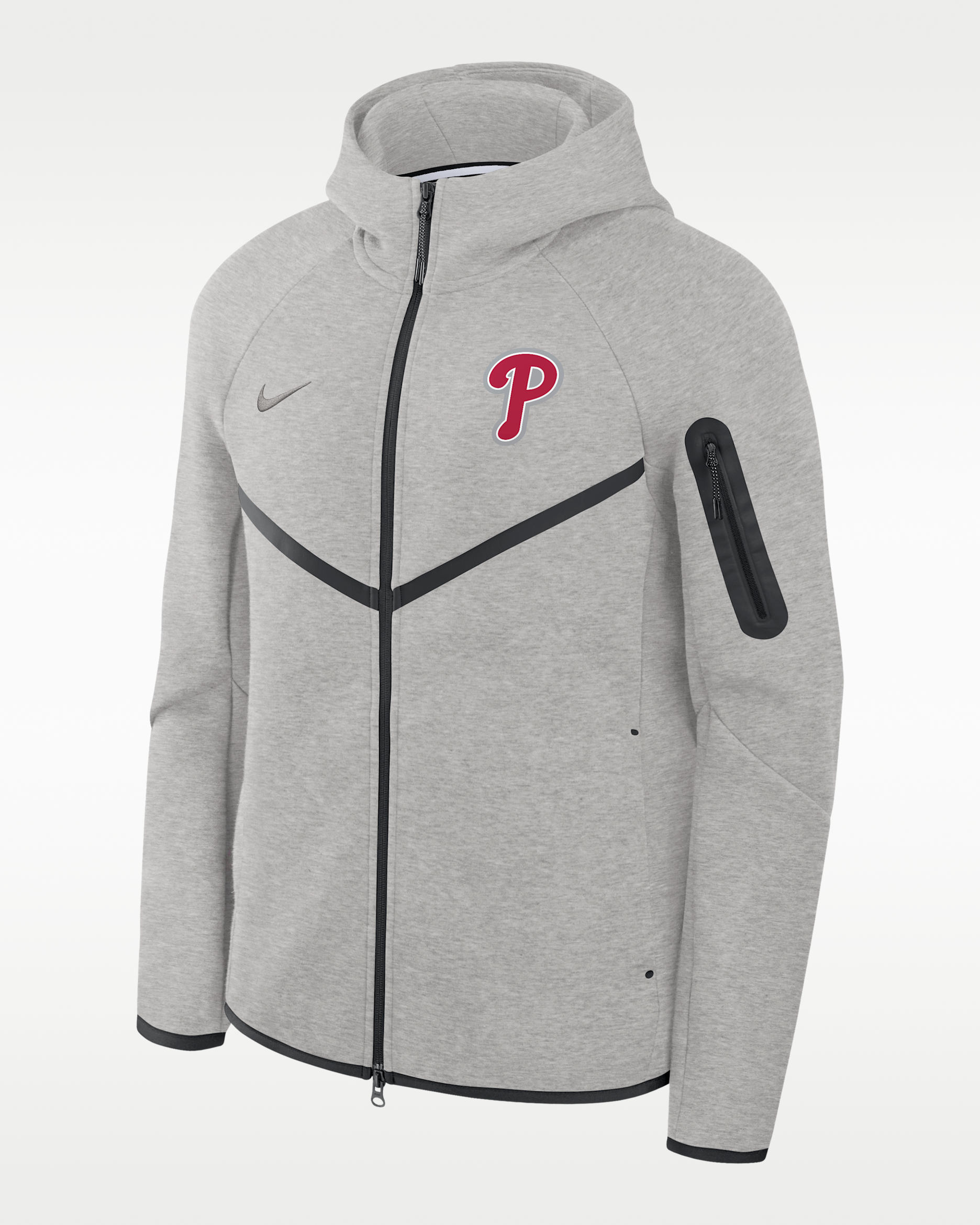 Philadelphia Phillies Tech Fleece Windrunner Men's Nike MLB Full-Zip Hooded Jacket - Dark Grey Heather