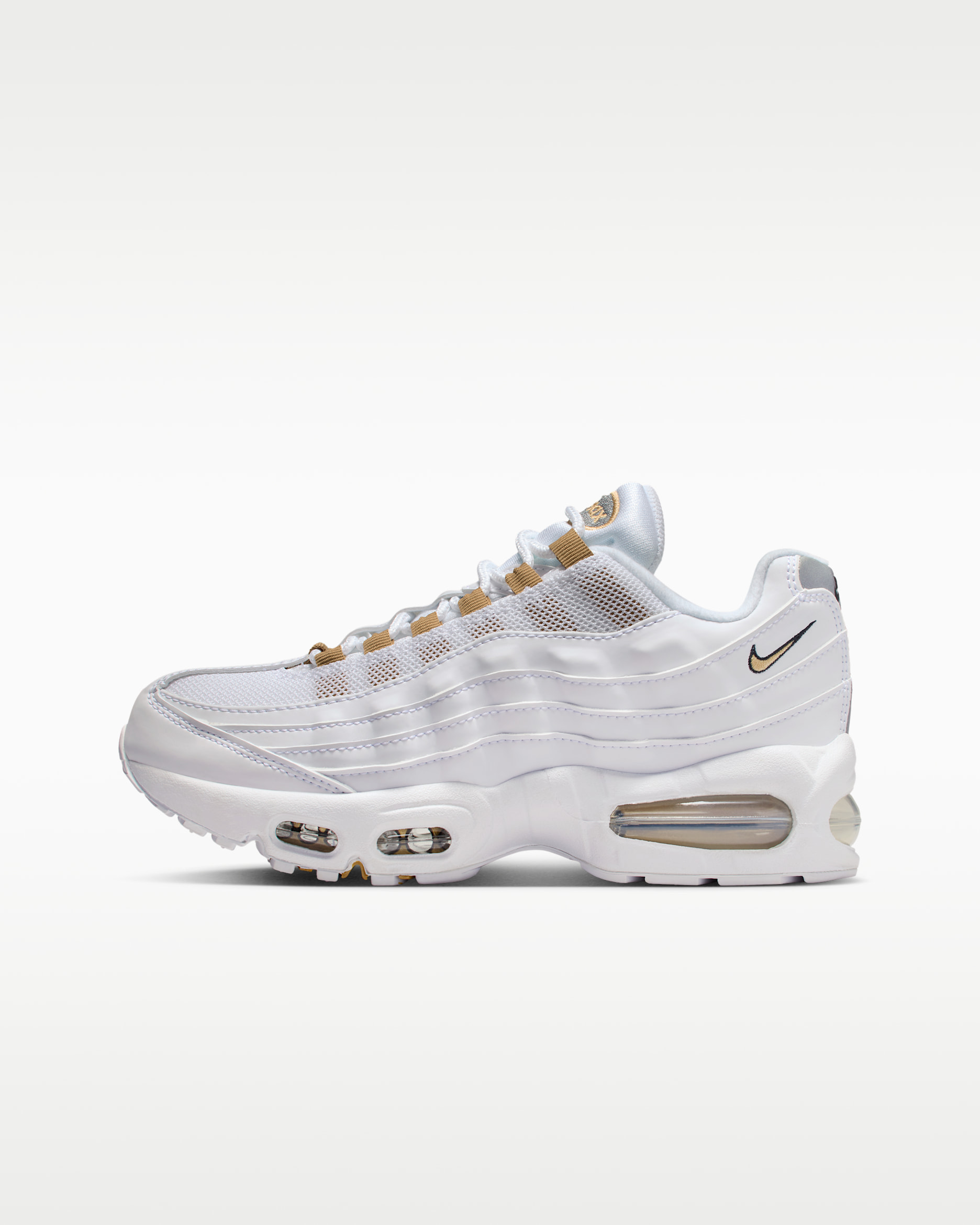 Nike Air Max 95 Big Bubble Big Kids' Shoes - White/Black/Pearl Grey/Metallic Gold