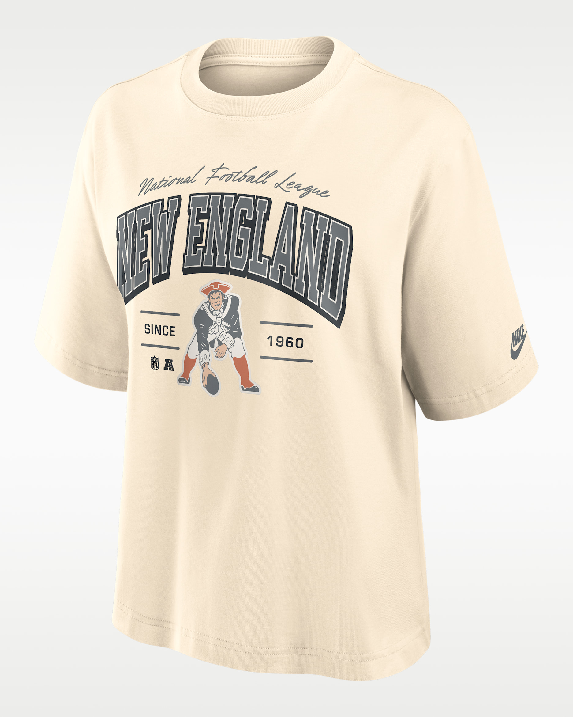 New England Patriots Vintage Mod Boxy Women's Nike NFL T-Shirt - Cream