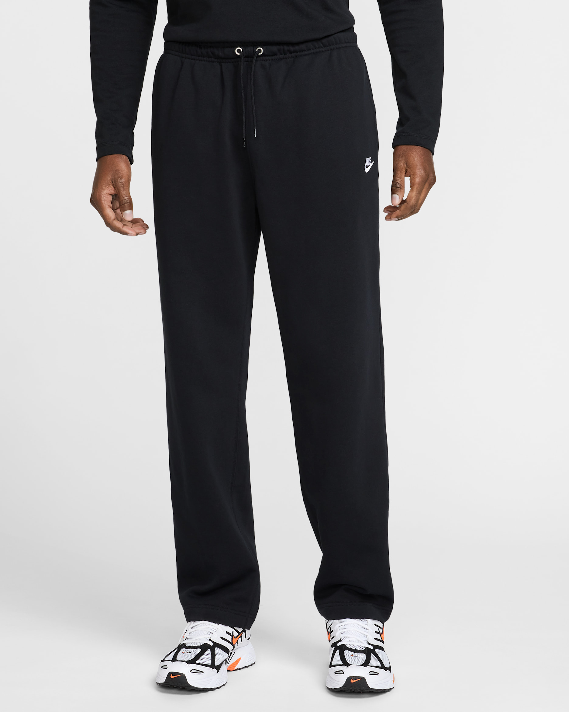 Nike Club Men's French Terry Open-Hem Trousers - Black/Black/White