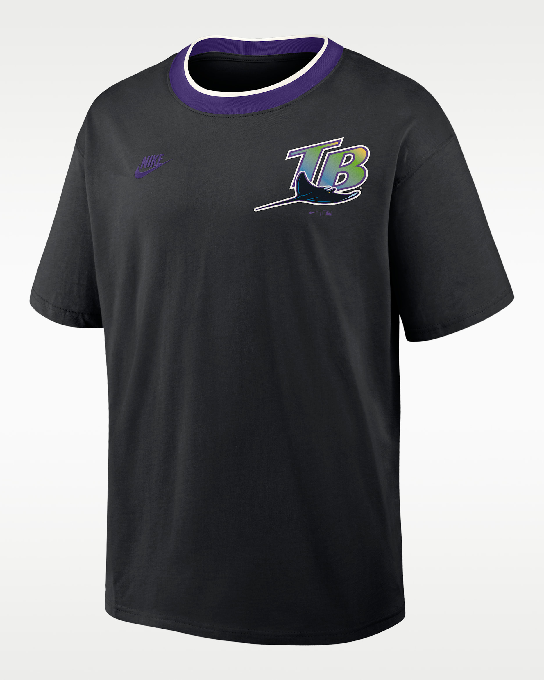 Tampa Bay Rays Cooperstown Ringer Men's Nike MLB T-Shirt - Black/Purple