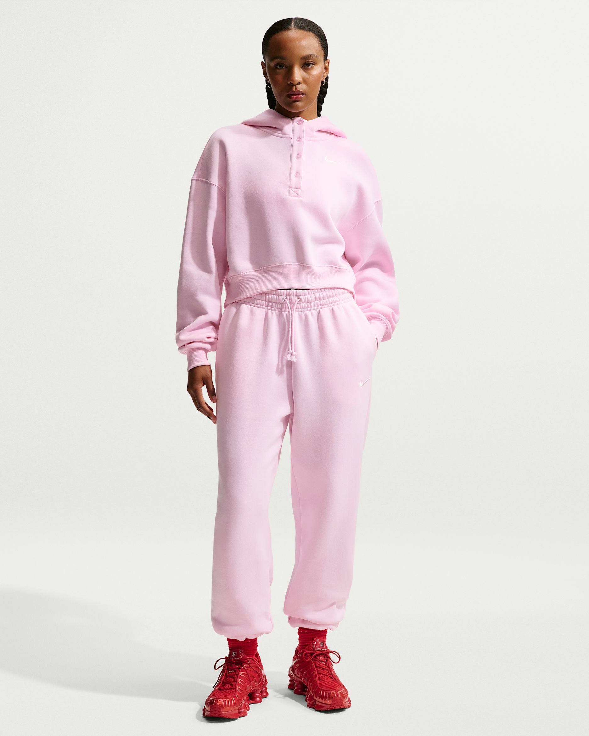 Pantalon de survêtement oversize à taille haute Nike Sportswear Phoenix Fleece pour Femme - Pink Foam/Sail