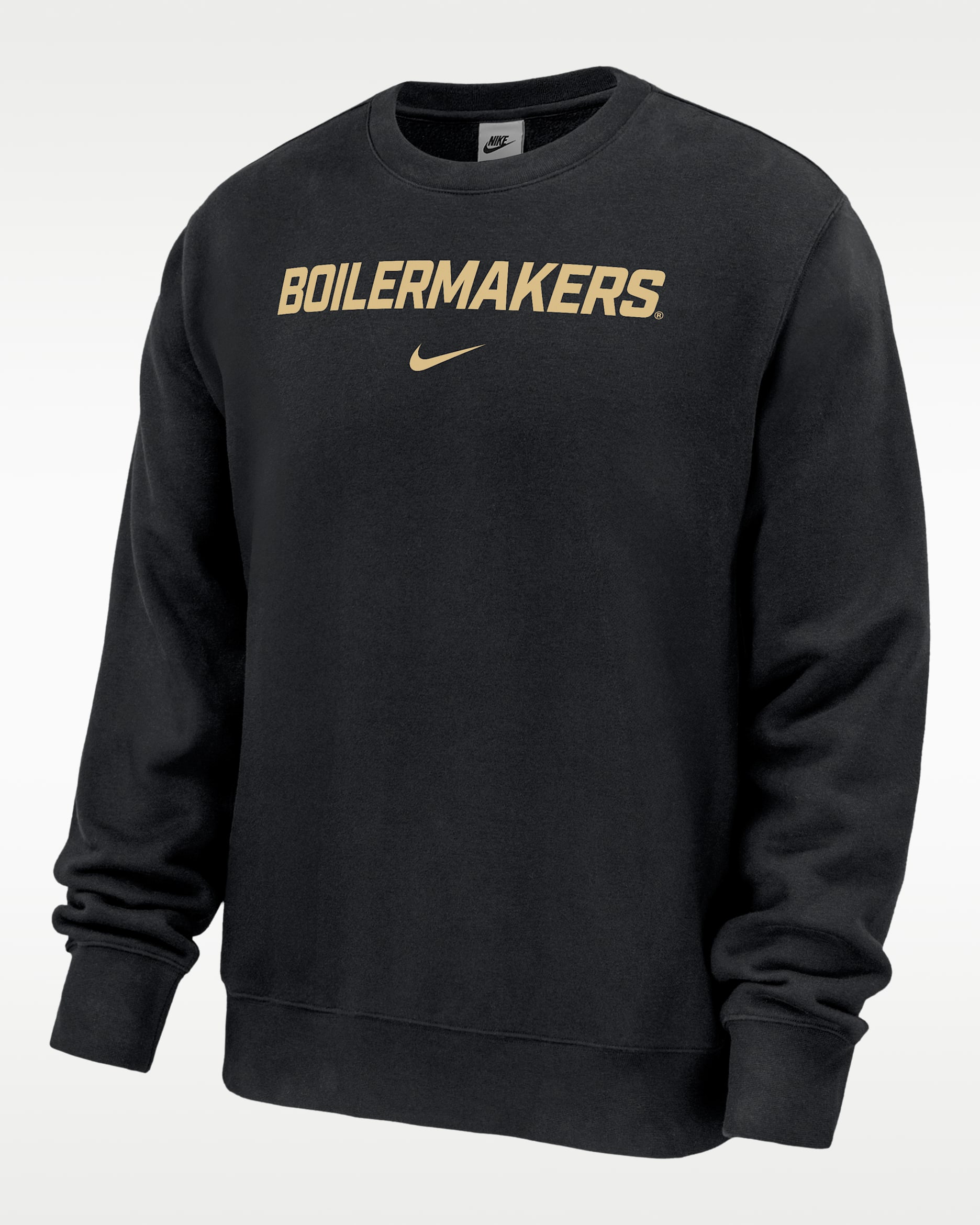 Purdue Boilermakers Club Fleece Men's Nike NCAA Pullover Crew-Neck Sweatshirt - Black